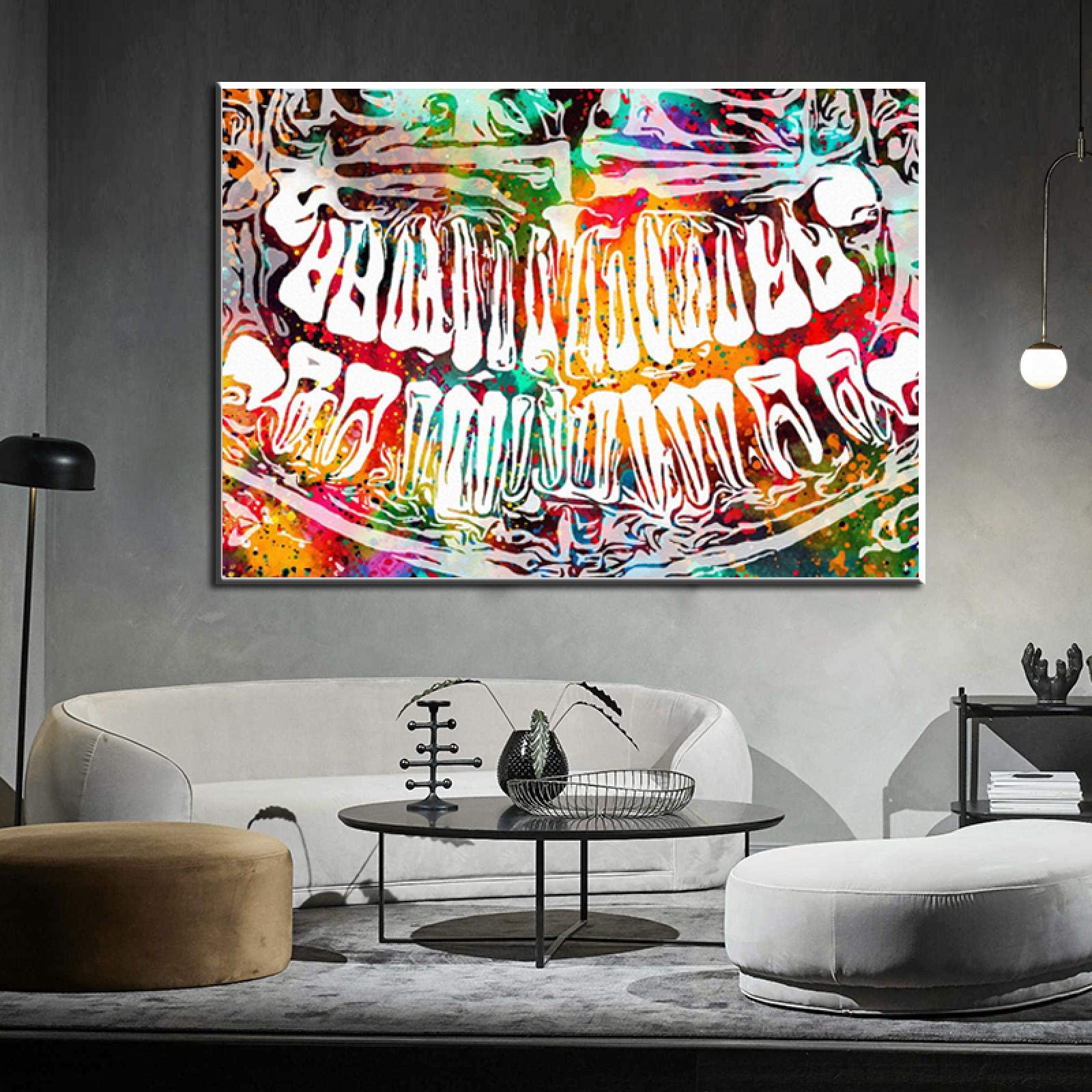 XIANGPEIFBH Bunte Zahn Lachen Dental Leinwand Malerei Moderne Zahnarzt Poster und Drucke Wandkunst Bilder für Heimtextilien 70x125cm (28''x49'') Innenrahmen
