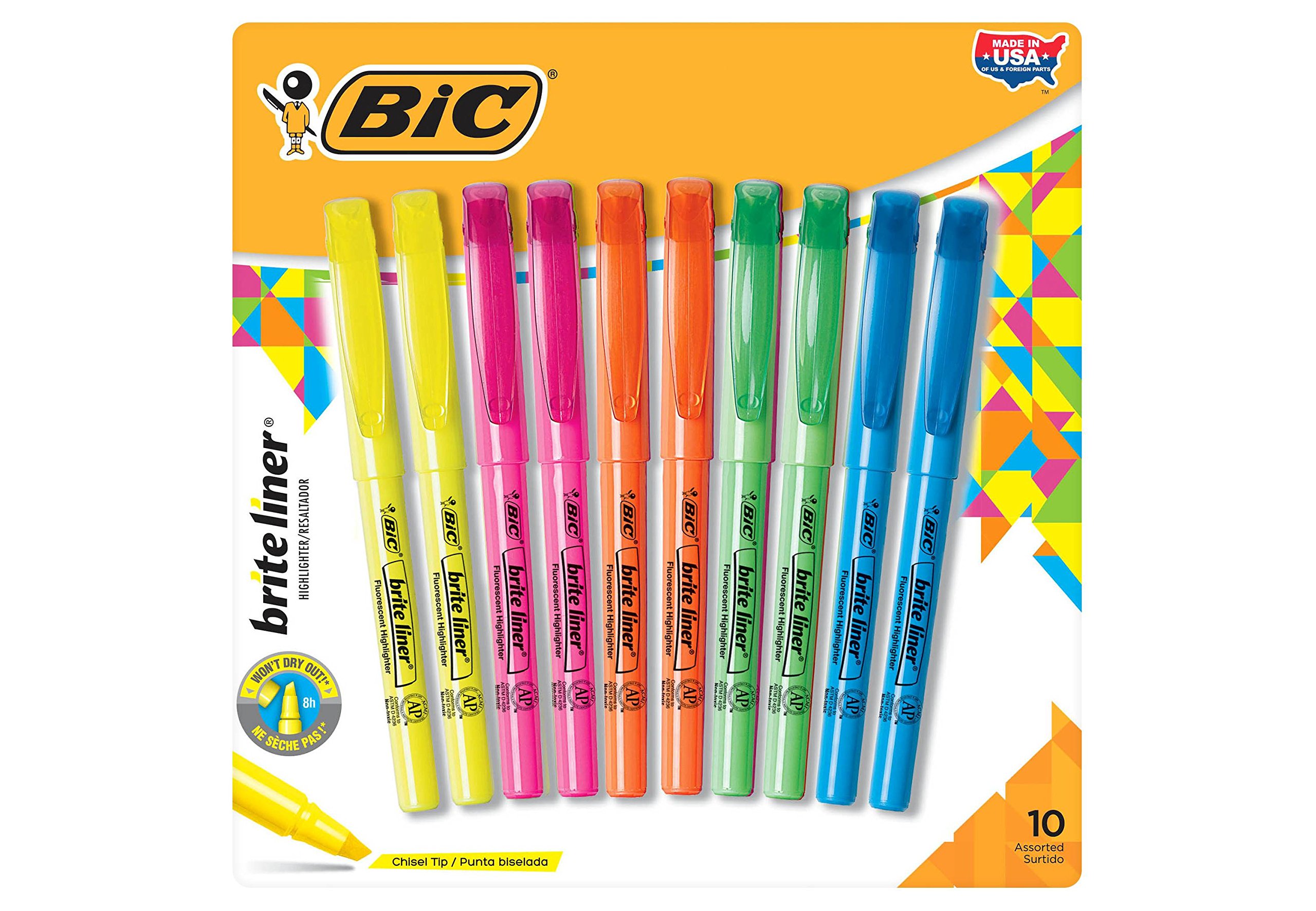 BIC HighlightersChisel Tip10ct - Multicolor Ink