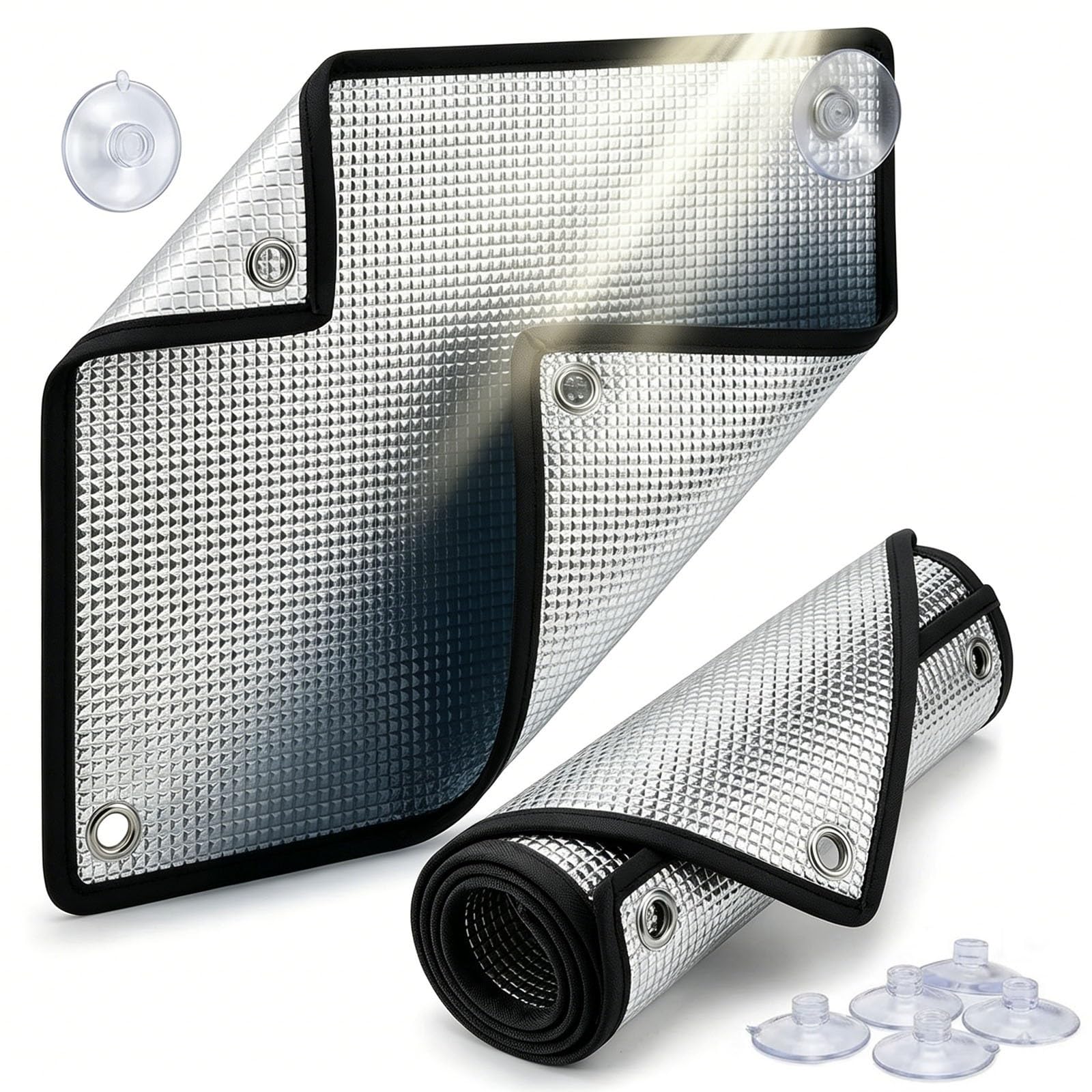 Nrqcjm Black 8Mm Thick Aluminium Foil Window Insulation Film, Total Out Thermal Sun Reflector Cover With Suckers, Heat Reflective Privacy Blind For Home Conservatory Attic(,120Cm X 180Cm)