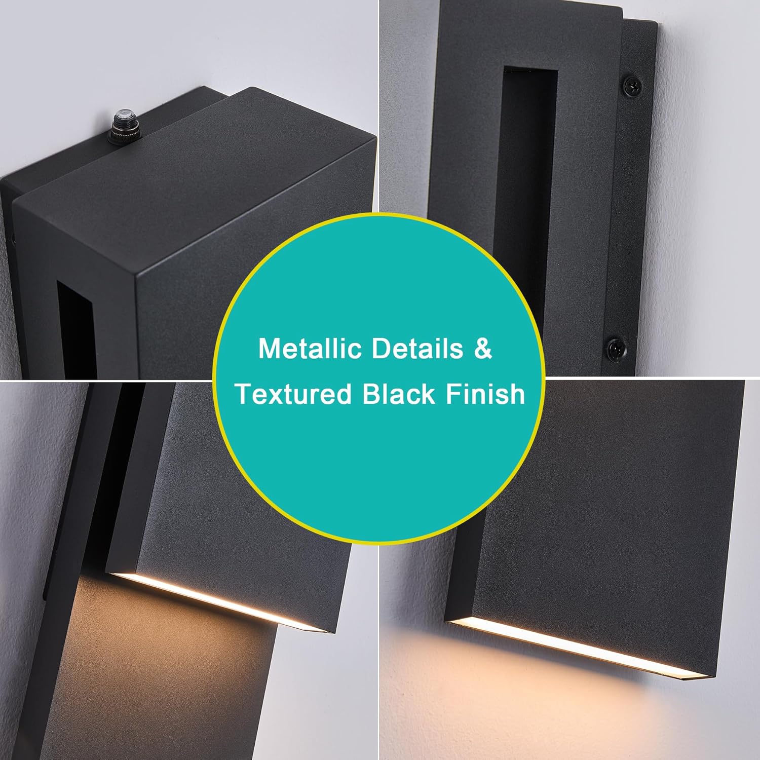 Tarentlight Dusk to Dawn Outdoor Lighting Fixture Wall Mount,Modern Integrated LED 2-Light 17W, Exterior Sensor Front Porch Light,Textured Black,Anti Rust Outside Wall Lights for House,Doorway,Garage