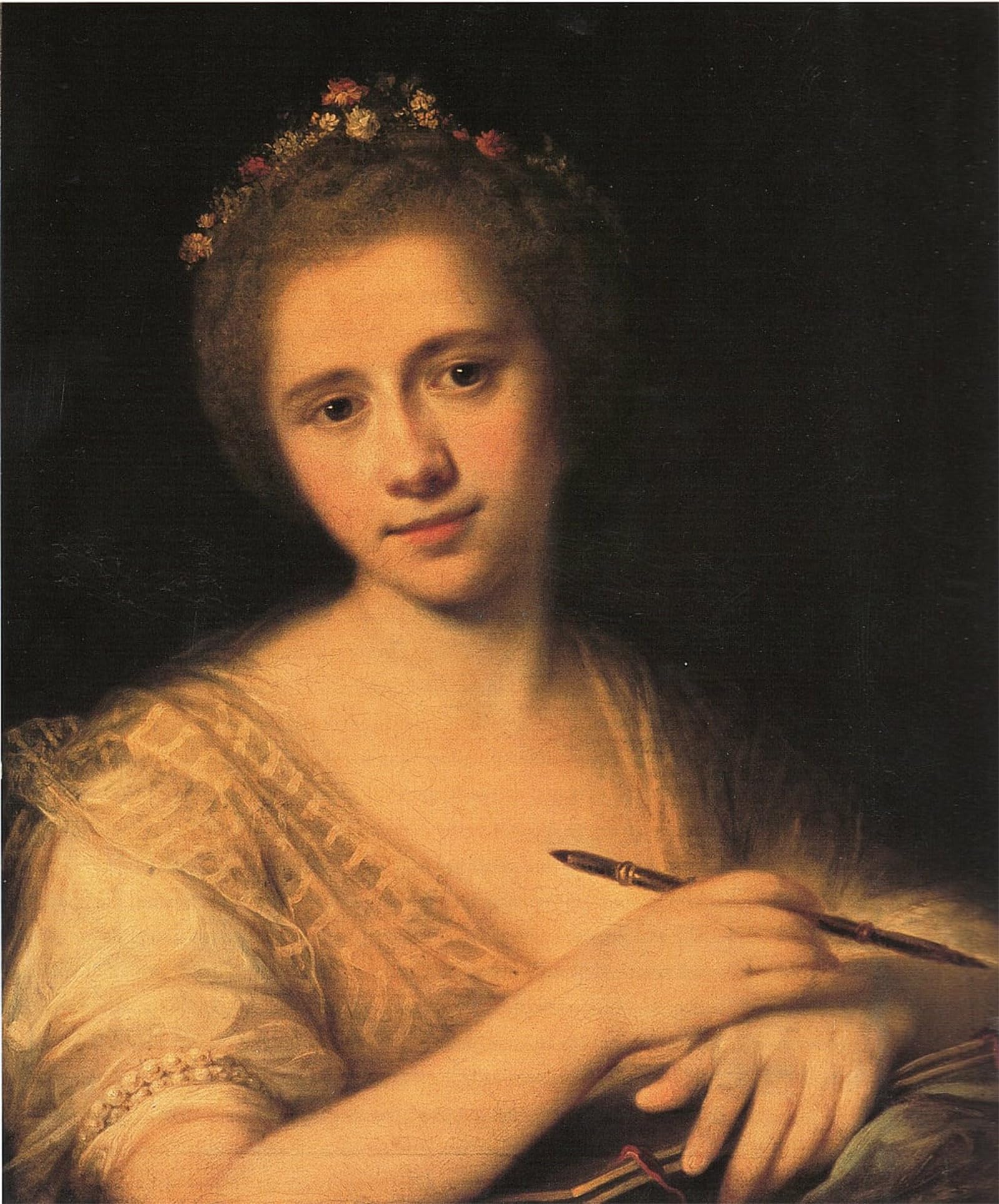 POSTERIIk Vintage Print Pop Art Landscape Artwork Angelica Kauffman Self Portrait with Flower Wreath by Angelica Kauffmann Art Prints for Office Home Decor 60x90cm