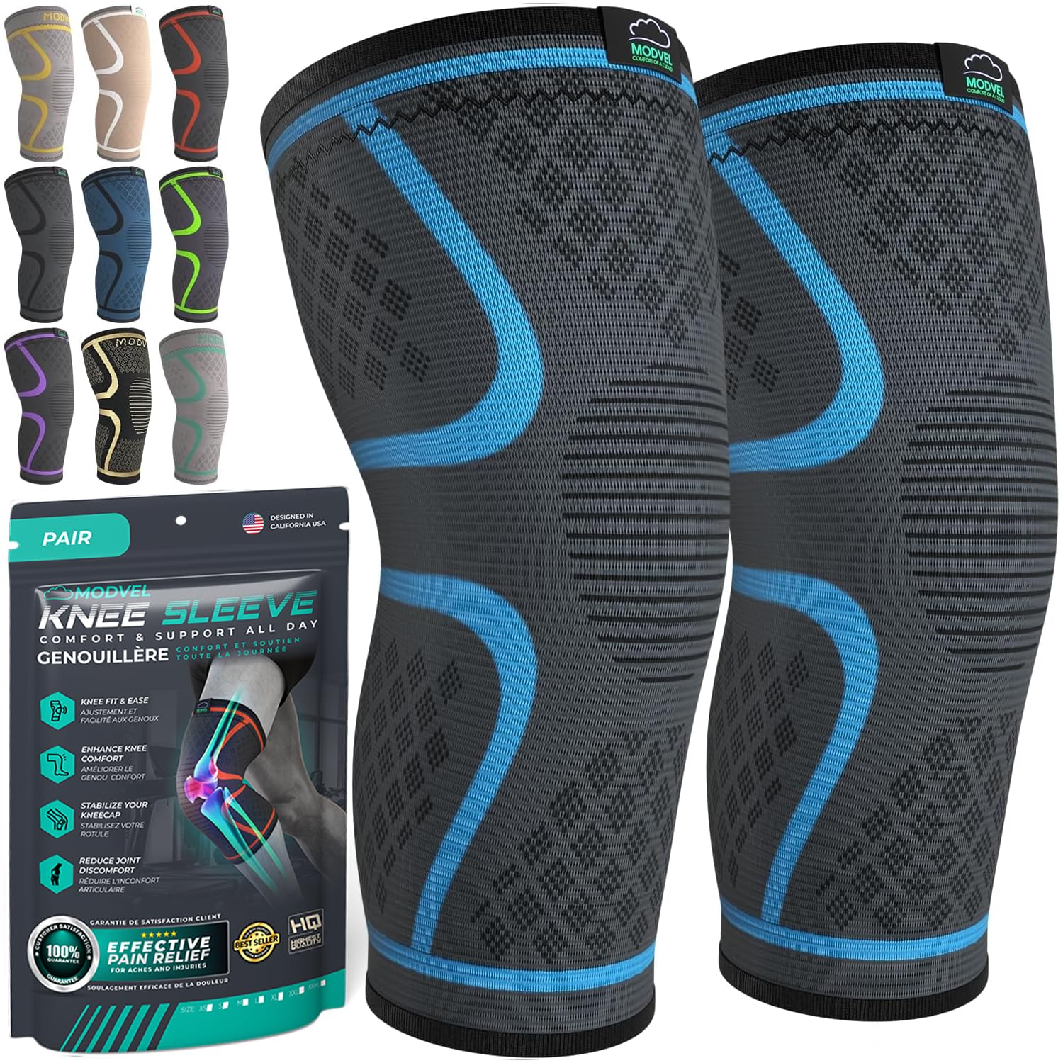 MODVEL Paquete de 2 rodilleras de compresión para hombres y mujeres, rodilleras para correr, ortopédicas para el alivio de rotura de menisco, artritis y malestar articular (XXXL) — view 33
