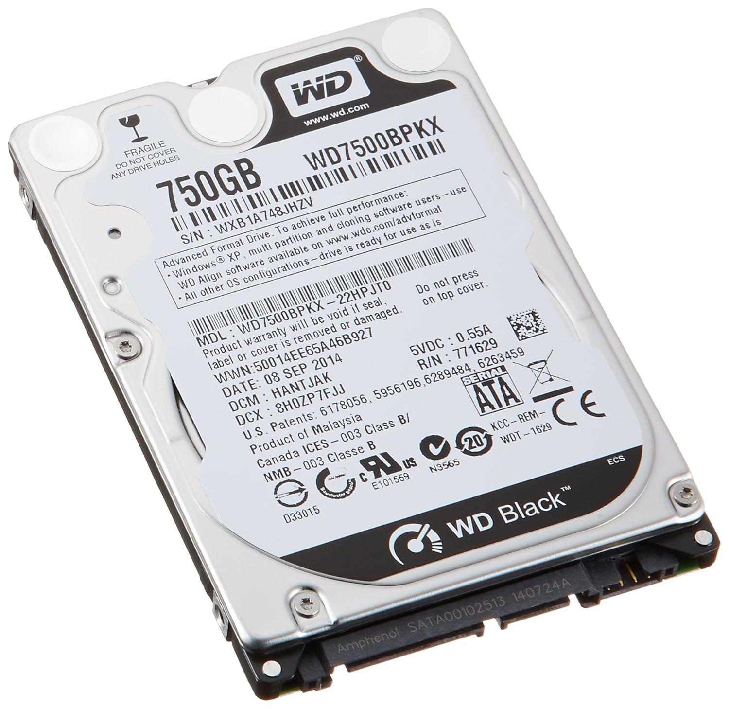 Western Digital WD7500BPKX 750 GB WD Black 2 5 Laptop Hard Drive