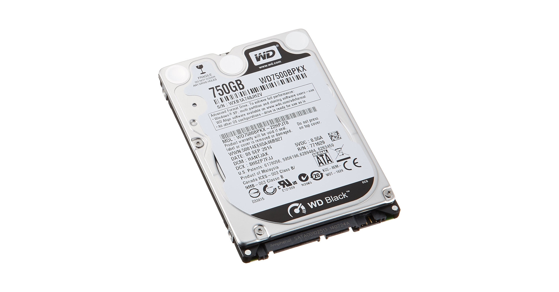 タイムセール 美品 i7 SSD128GB+HDD750GB 16GB №953 Amazon.com: Western Digital WD7500BPKX 750 GB WD Black 2.5 Laptop