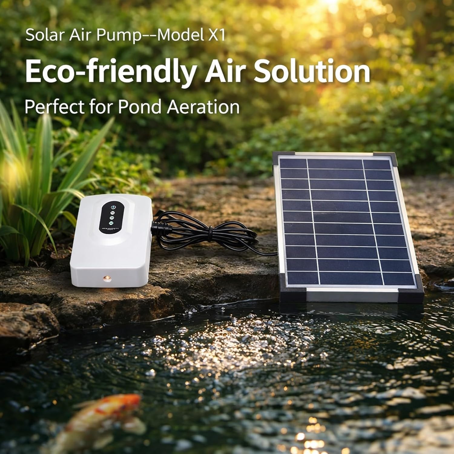 Solar Air Pump, Adjustable Large Volume, Low Noise Oxygen Pump for Fish Tank Aquarium - Energy Saving, Long Battery Life, Solar Fountain Pump for Bird Bath Water