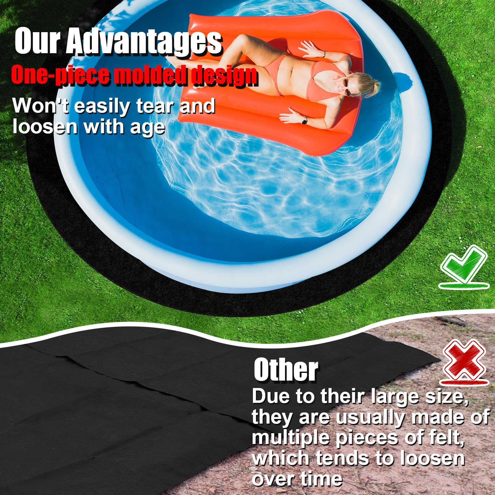 Base de Piscina Redonda 305/370/460 – Lona de Suelo y Piscina Suelo Protector, Base Antideslizante y Resistente al Desgaste para Piscina, Multifuncional para Piscinas al Aire Libre 460 cm