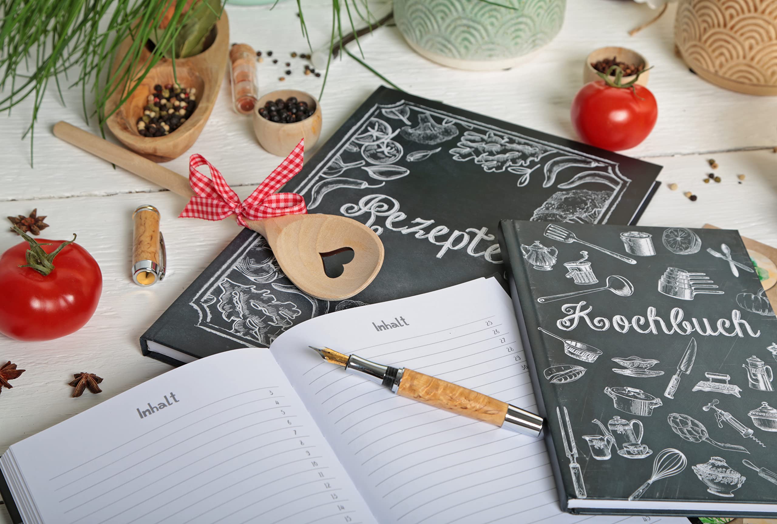 Logbuch-Verlag Set di ricette in formato DIN A4 + A5-3, libri da cucina da scrivere fai da te, set regalo libri come regalo cucina e cuochi amatoriali