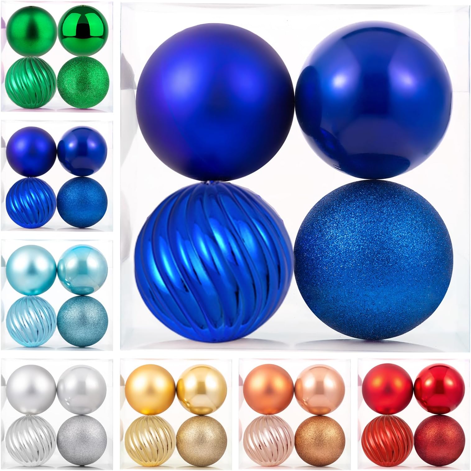 4in Large Christmas Ornaments Shatterproof Christmas Ball Ornaments Giant Hanging Balls Christmas Tree Ornaments Mercury Ball Decorations for Holiday(Navy Blue,4pc)