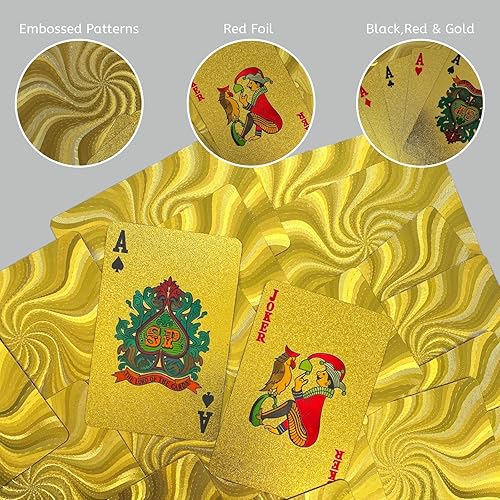 Miniatura 2 de Obokata Cartas impermeables, baraja dorada, cartas de plástico impermeables, póker, cartas de juego radiativas en espiral para juego de piscina,