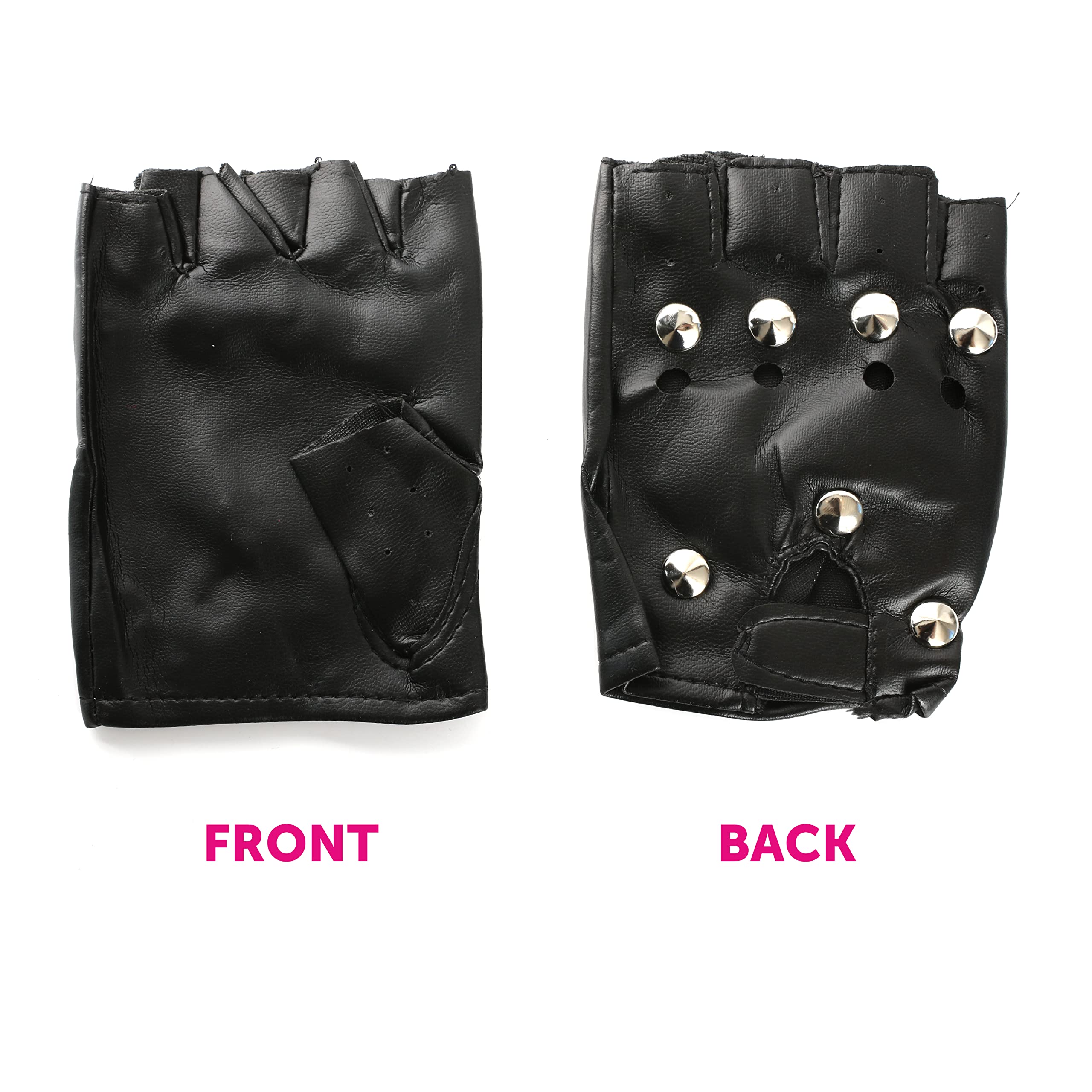 Ensemble d'accessoires d'icône rock pour adultes – Chapeau haut de forme noir et doré, perruque noire, lunettes de soleil, croix argentée, gants sans doigts et guitare gonflable orange – Ensemble