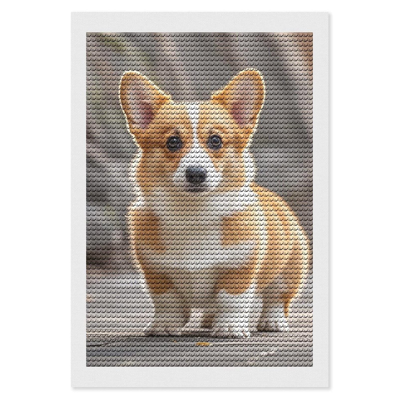 Corgi Dogs Diamond Painting Kits for Adults, DIY 5D Diamond Painting Kits for Beginners, Round Full Drill Diamond Dots Paintings, Diamonds Pictures Gem Art for Crafts Home Decor 8"x12"