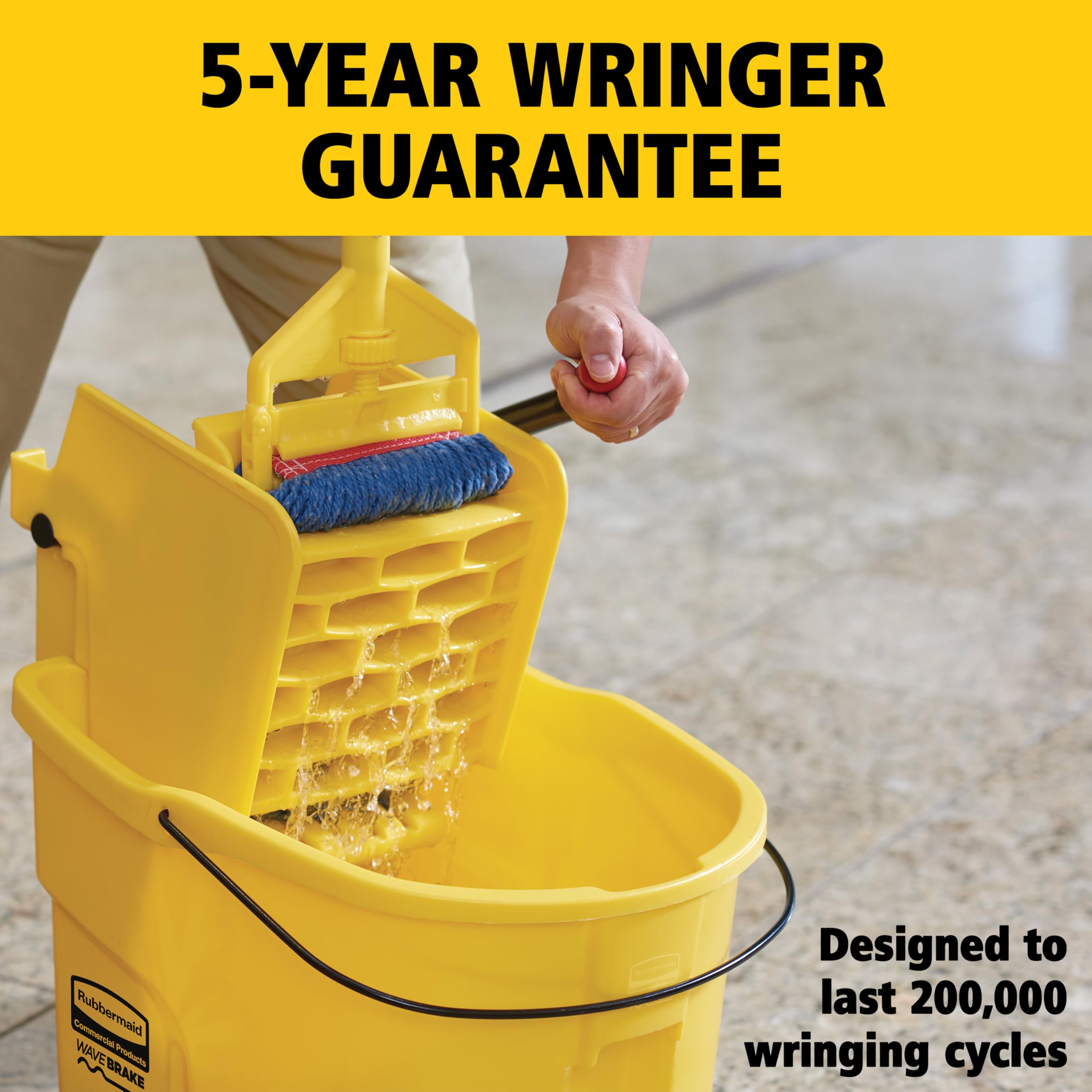 Rubbermaid Commercial WaveBrake - Benna e strizzatore laterale per freni, 26 litri, colore: Giallo (FG748000)