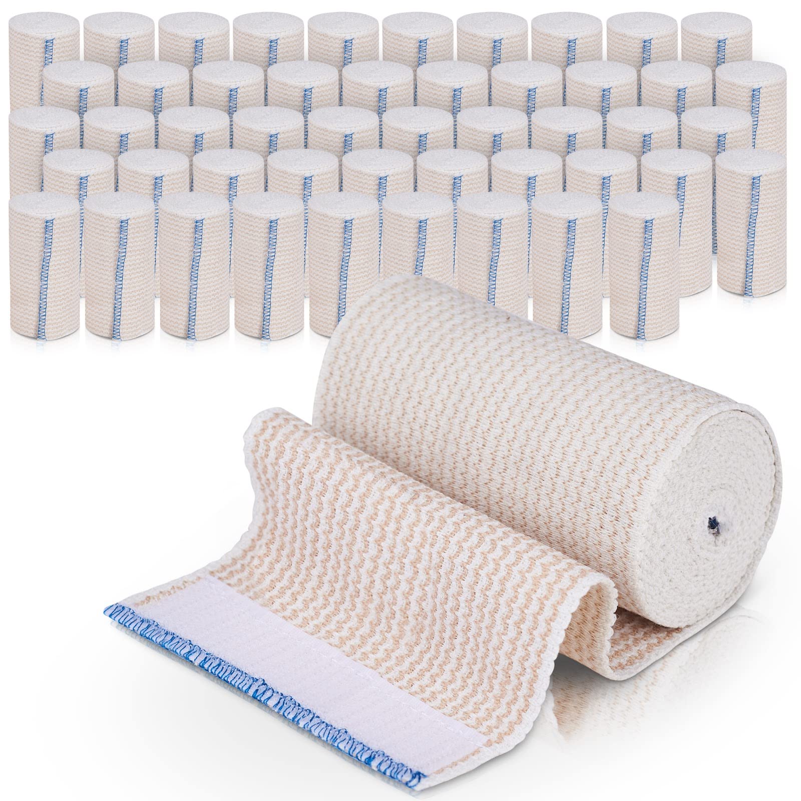 GT Premium Elastic Bandage Wrap (4" 50 Pack) - Hook &amp; Loop Fasteners at Both Ends - Latex Free Hypoallergenic Compression Roll - Reusable Bandages for Waist, Legs, Elbow &amp; Knee Wrap