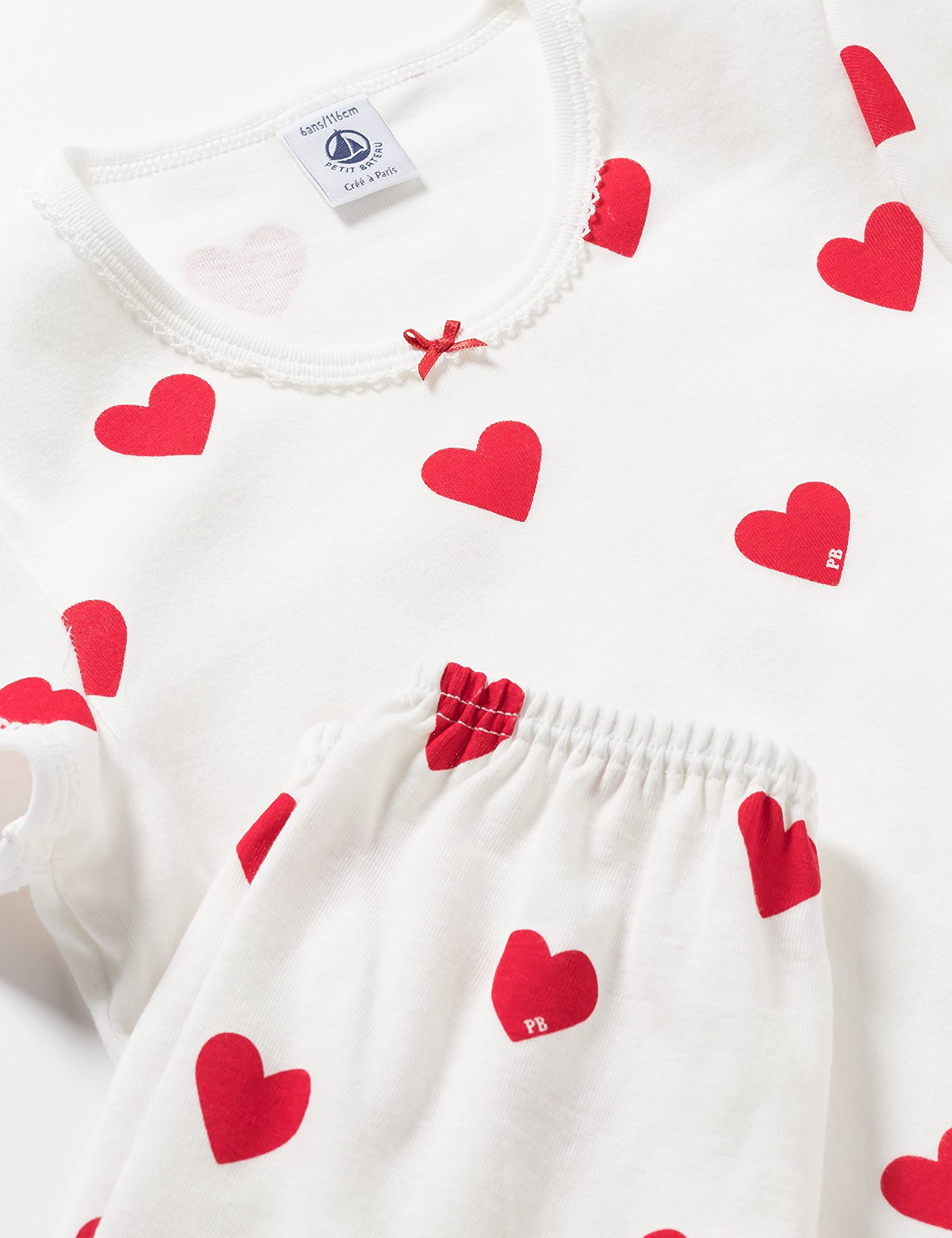 Petit Bateau Piżama dziewczęca, biały, 6 Lata