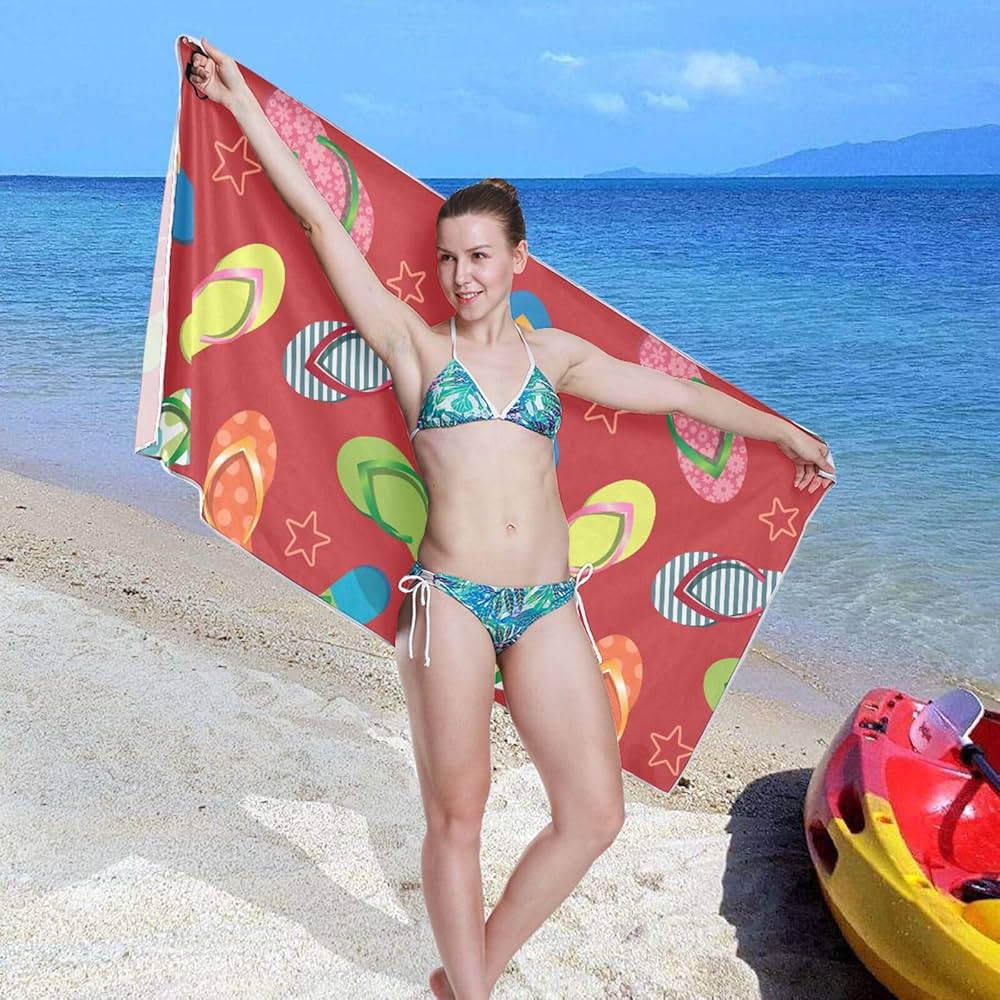 Amazon.com: OTVEE Colorful Flip Flops Beach Towel Thin Quick