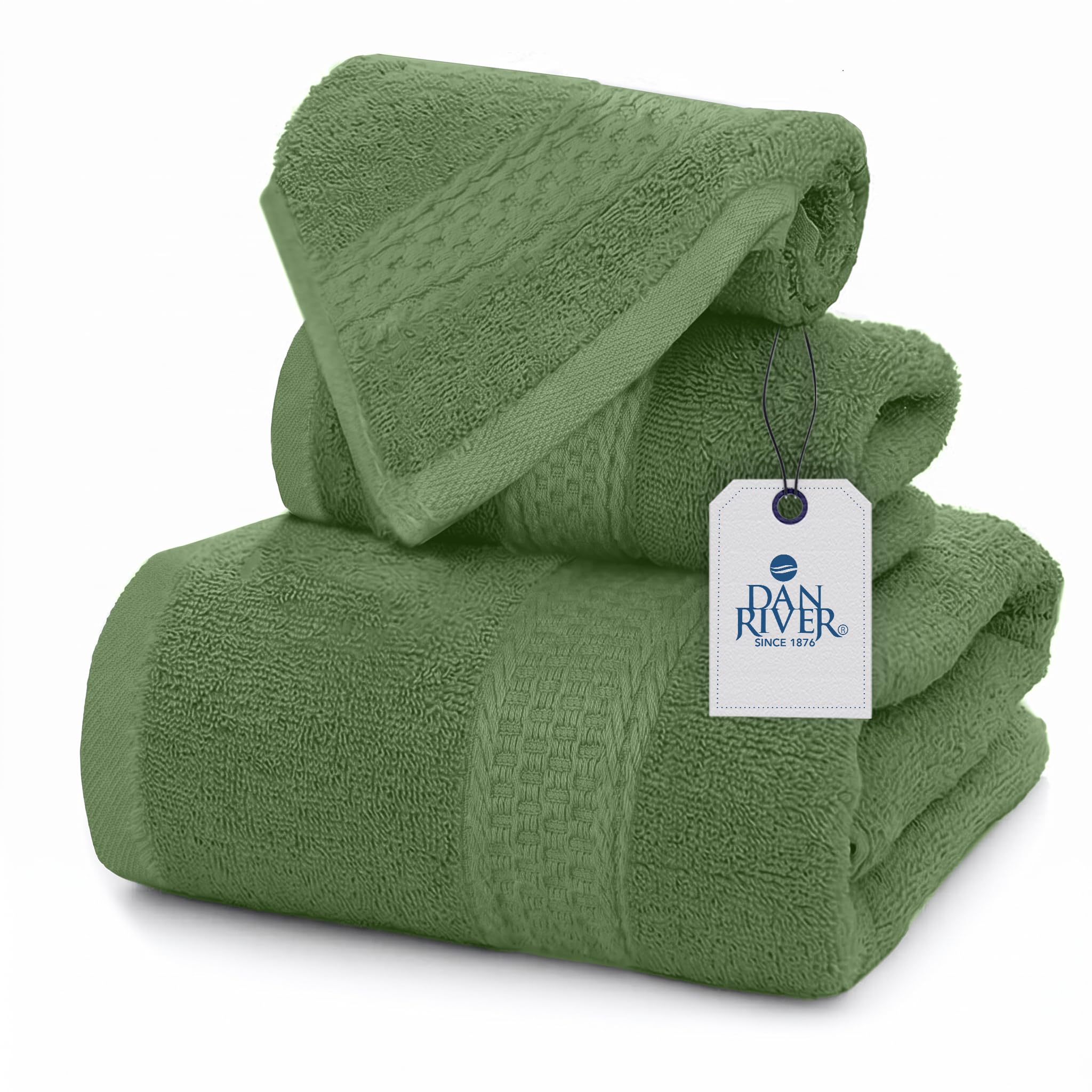 DAN RIVER 100% Ring Spun Cotton 3 Piece Towel Set 550 GSM, Sage Green