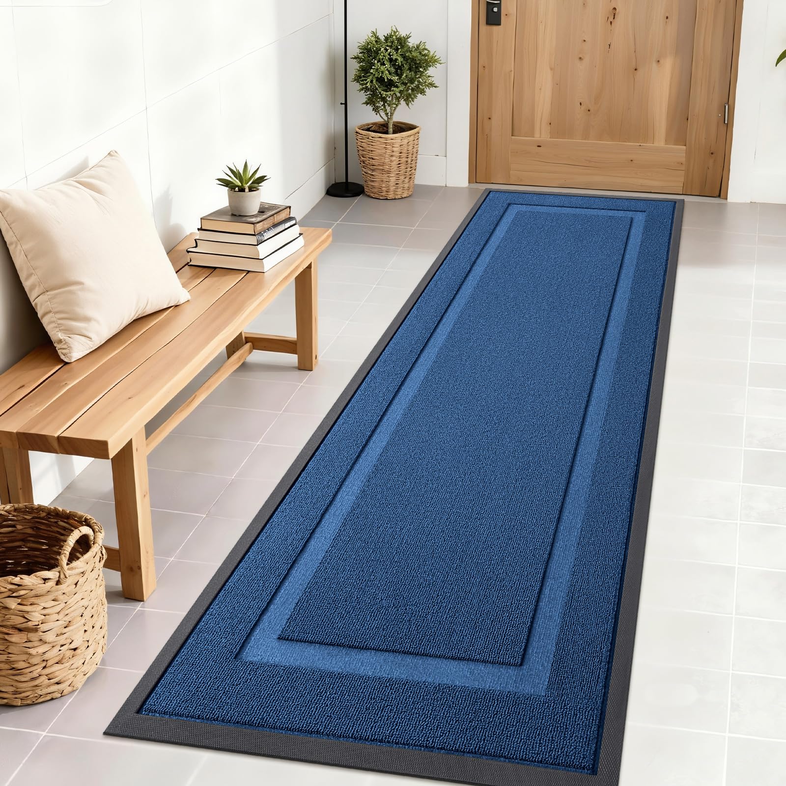 OLANLY Front Door Mat Outside 71x23, All-Season Heavy-Duty Rubber Doormat