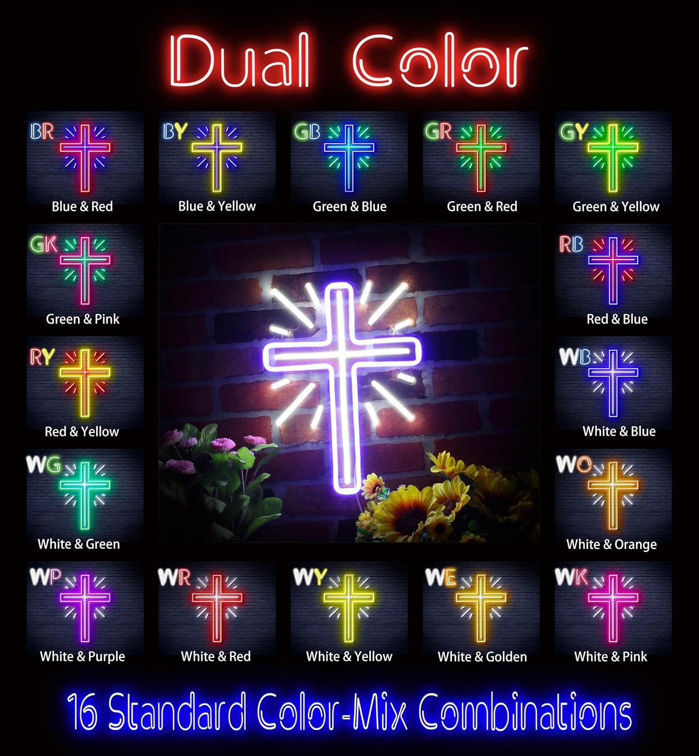 ADVPRO Shinning Cross Flex Silicone LED Neon Sign - Blue & Yellow - st16s33-fnu0058-by