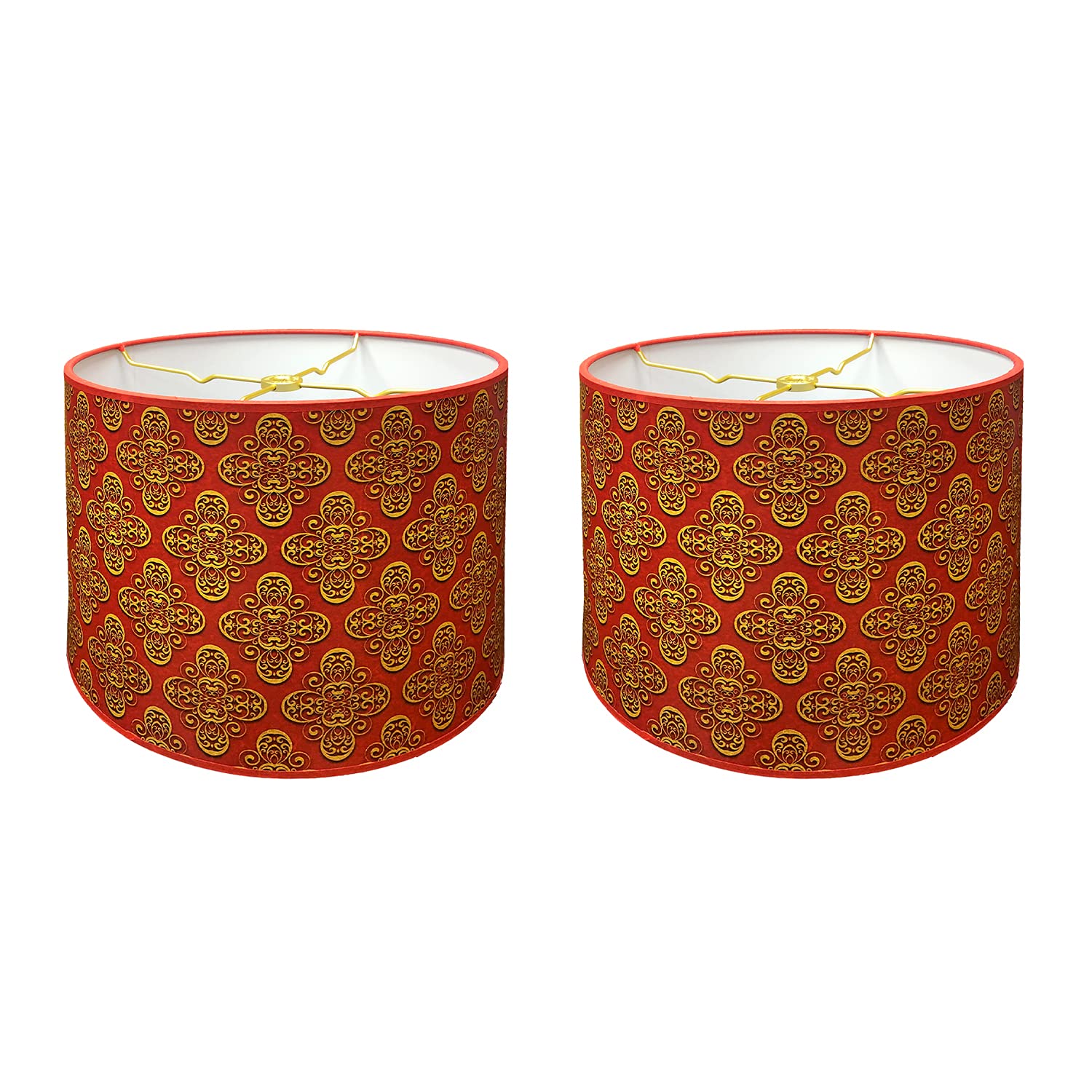 Royal Designs, Inc. Trendy Decorative Handmade Lamp Shade, Made in USA, 14in, HBC-8062-14-2, Guilded Flower - 2 Pk