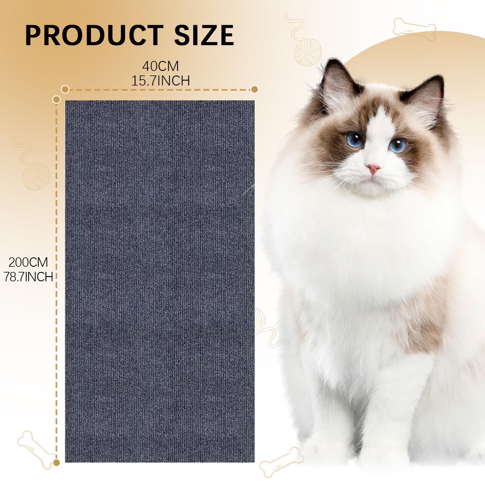 TOOSOFt Kratzmatten Für Katzen 2er Set 40x200cm - Selbstklebender Möbelschutz