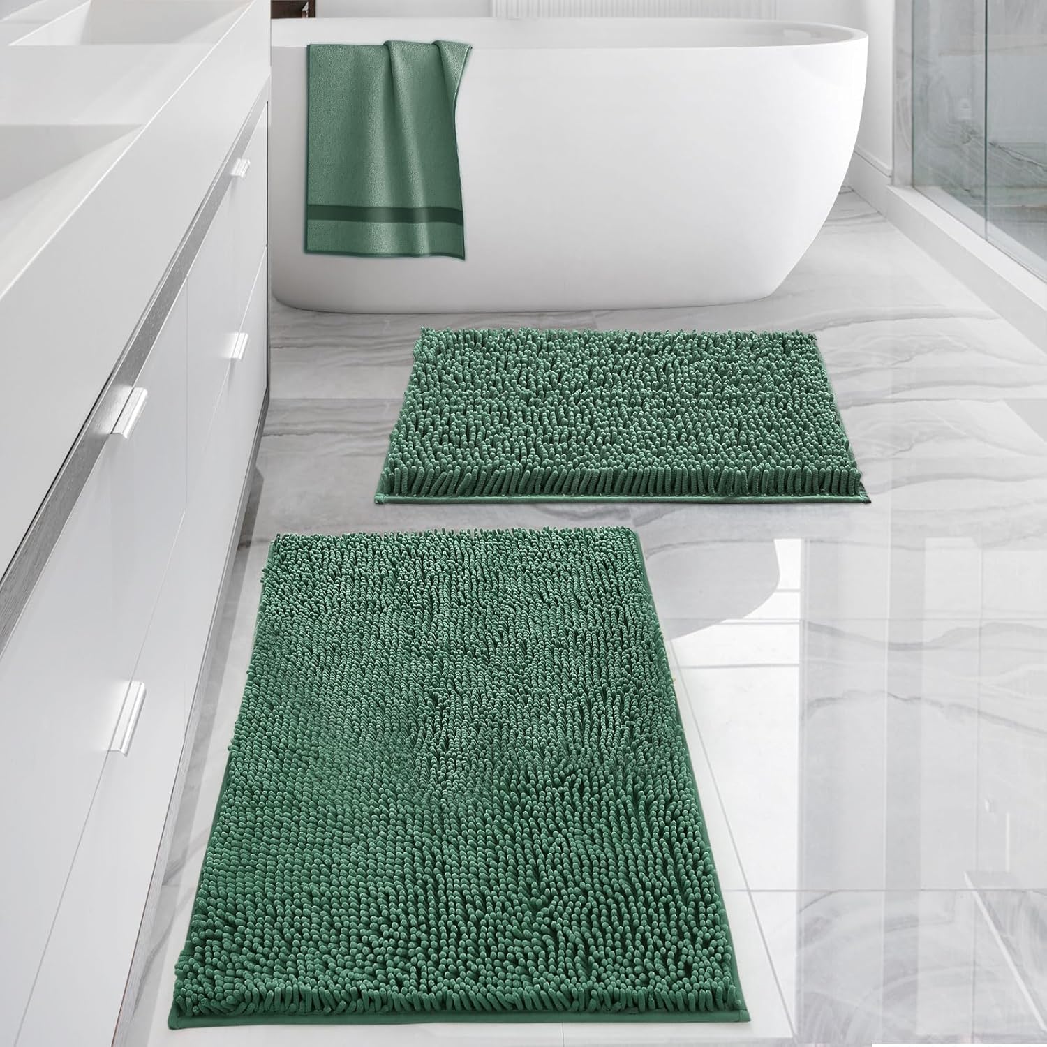 Amazon.com: Gibelle Luxury Chenille Bathroom Rug Set 2 Piece, Extra ...