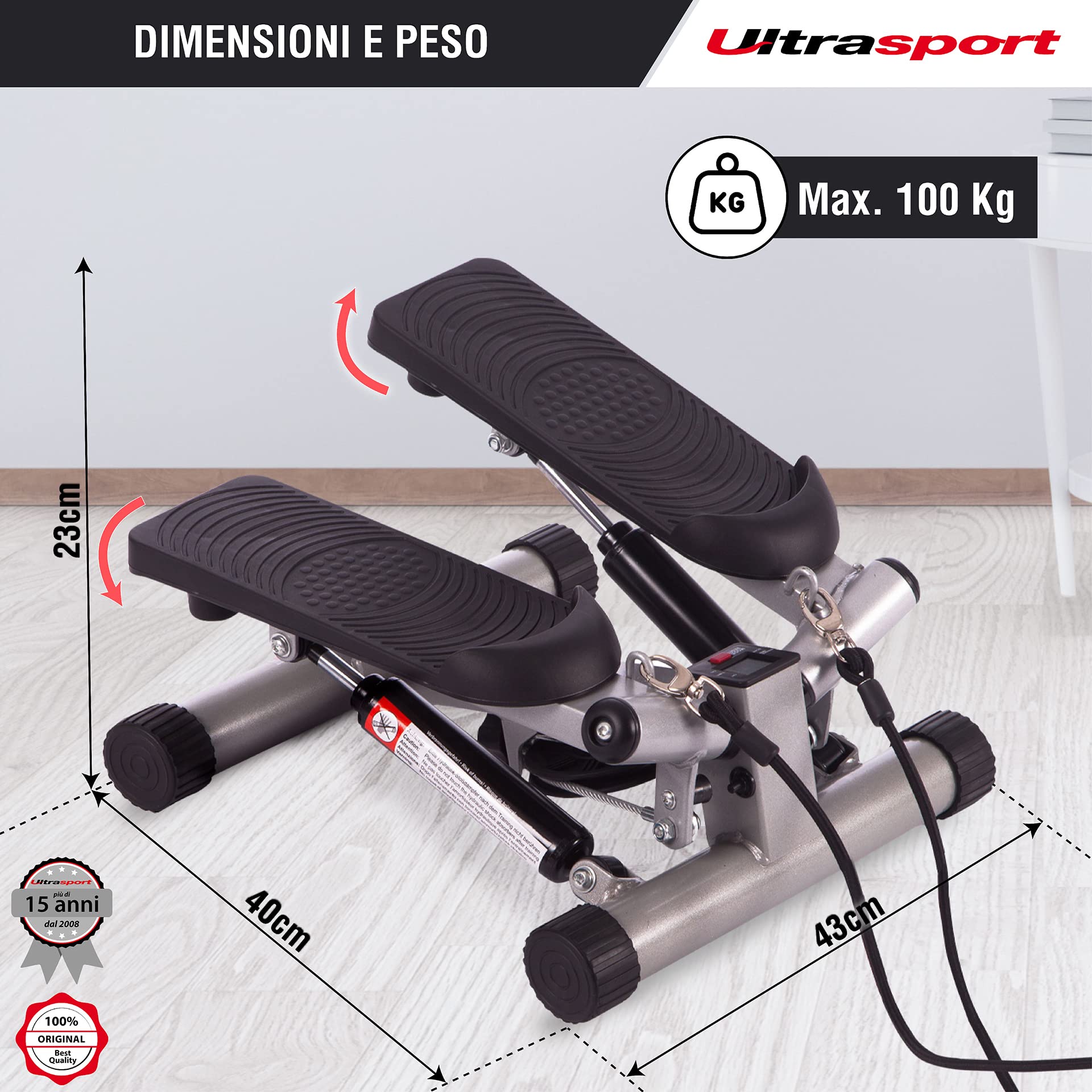 Ultrasport Swing Stepper, Su-giù Stepper, Stepper Con o Senza Bande di Allenamento, Allenamento Olistico