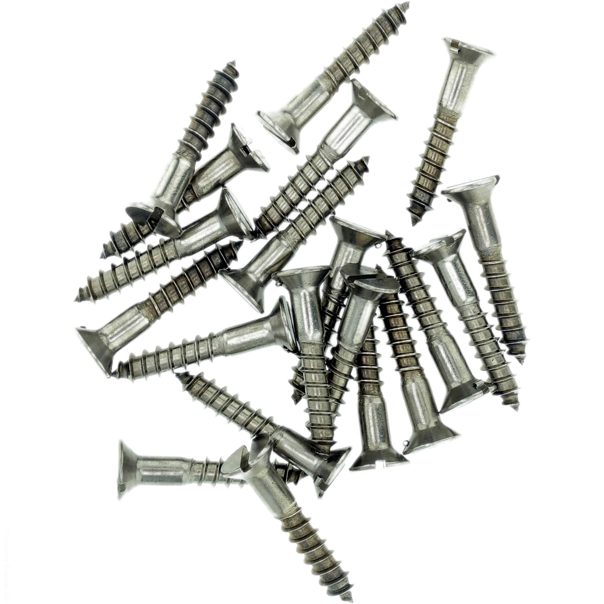 Singularity Supplies No.10 X 1.98 (5.0Mm X 50Mm) Slot Countersunk Wood Screw - Stainless Steel (A2) (Pack Of 20)