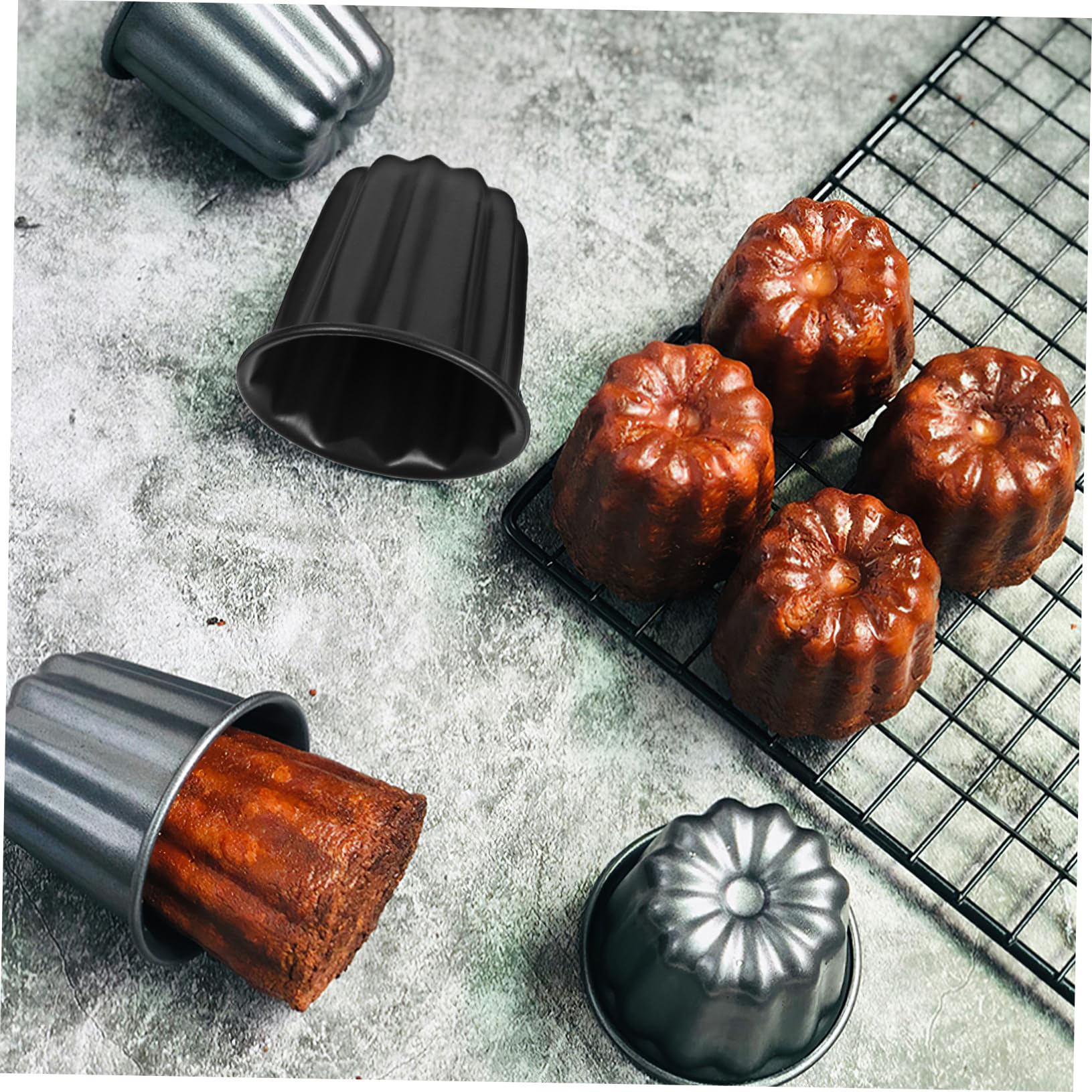 Zerodeko 4 Moldes para Muffins y Pudines de Acero al Carbono, Antiadherentes, Reutilizables y Fáciles de Limpiar, para Repostería en Casa y Fiestas