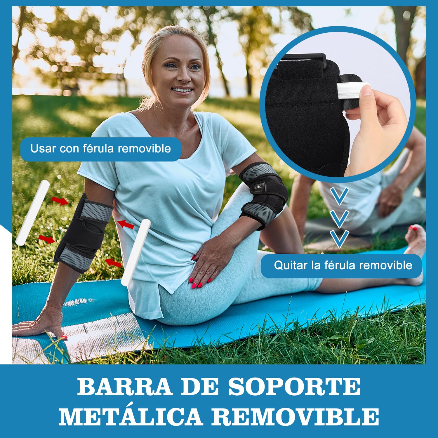 supregear Apoyo de Codo, Soporte de Férula para Codo para Dormir Cómodamente para Síndrome del Túnel Cubital, Tendinitis, Nervio Ulnar, Manga de Compresión Ajustable para Estabilizar, Talla Única