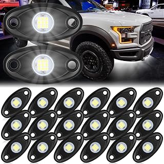 Treela 20 Pods White Rock Lights Pure LED Lights for Car SUV Ambient Underglow Lights Waterproof Neon Trail Rig Lamp Lighting for Truck Motorcycle ATV UTV