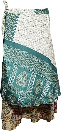 Women's Green Magic Beach Wrap Skirt Sari Reversible Bohemian Cruise Dress One Size