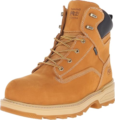 Timberland PRO Botas de trabajo resistentes de 6 pulgadas con puntera compuesta impermeable y aisladas, para hombre, Marrón