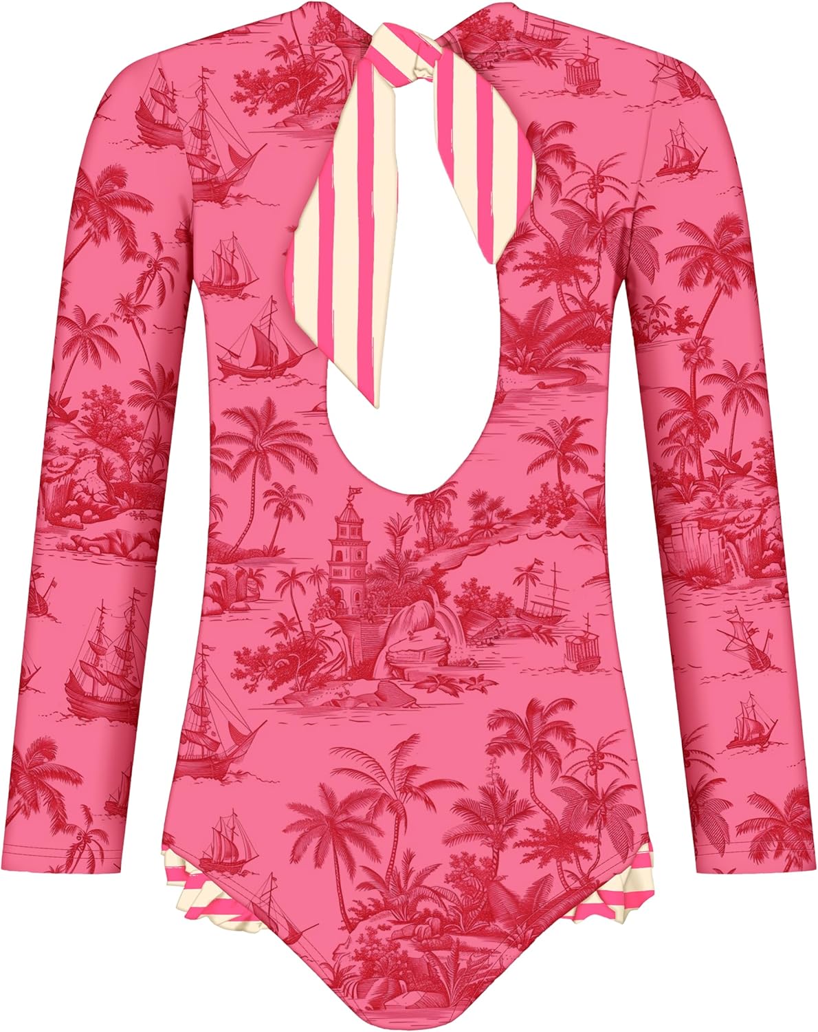 Girls Long Sleeve Swimsuit - UPF 50+ Chlorine Resistant Open Back Girls' Swimwear | Size 6-12 - Image 3