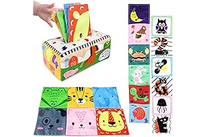 Sensory Tissue Box for Babies (6-12 Months) by KUANGO - Soft Crinkle Montessori Toy