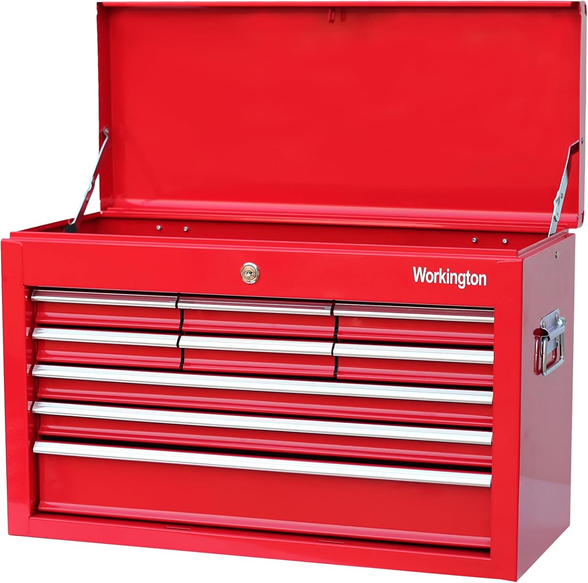 Portable Metal tool chest with 9 drawers, 24" Cabinet with Ball Bearing Drawer Slides, Steel Tool Storage Box Organizer 4006 Red