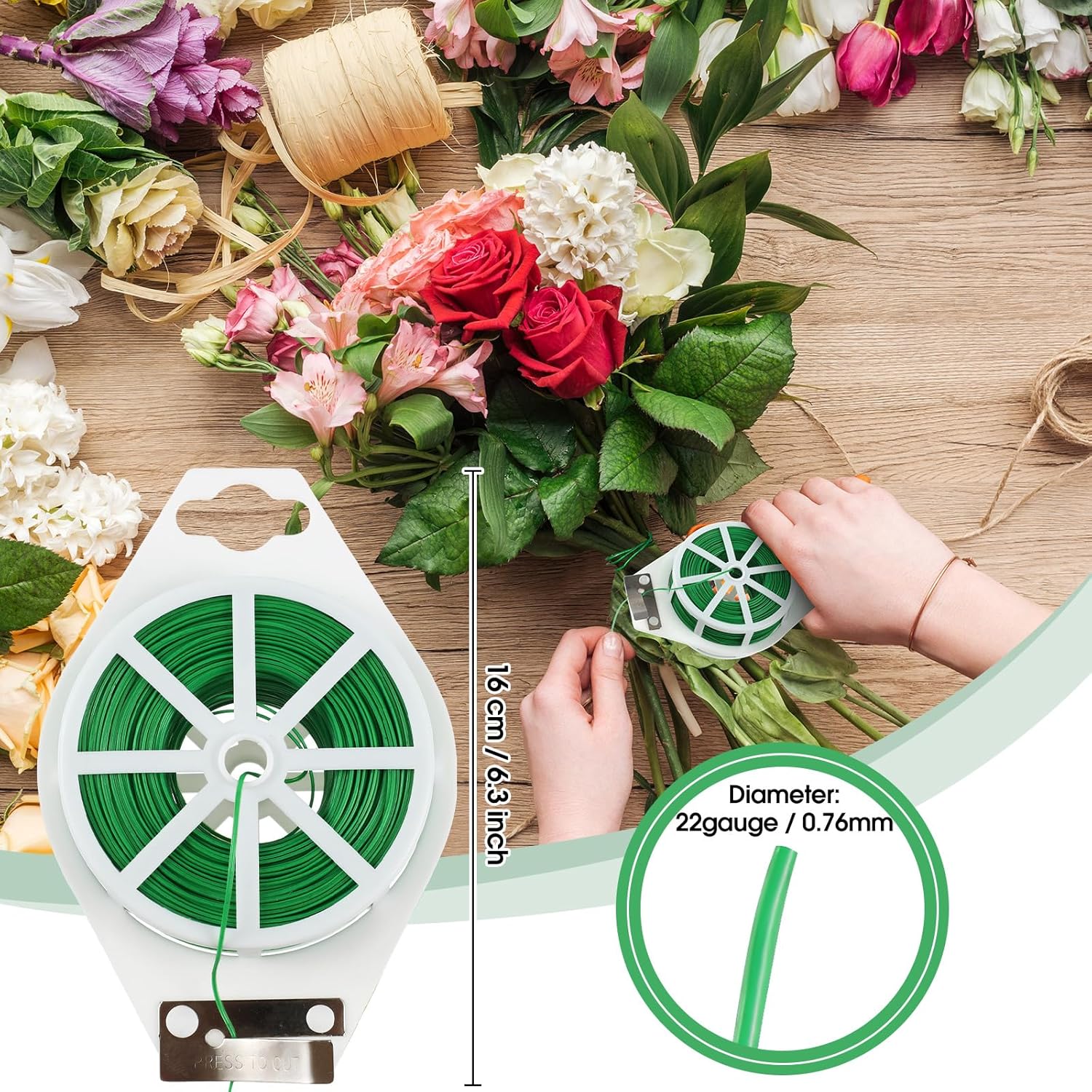 WILLBOND 121 Pcs Floral Arrangement Tool Kit, Rose Thorn Remover Pruner Trimmer Gloves 22/26 Gauge Paddle Tie Stem Pearl Corsage Pin Pruning Shears, Florist Tool Gift for Women(Bright Color)