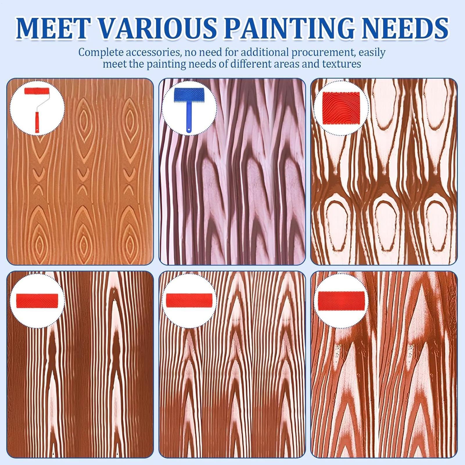Herramienta para Imitar Veta de Madera 11 Piezas de Herramienta de Veteado | Set de Rodillos para Pintar para pared habitación hogar muebles arte paisaje patio verano