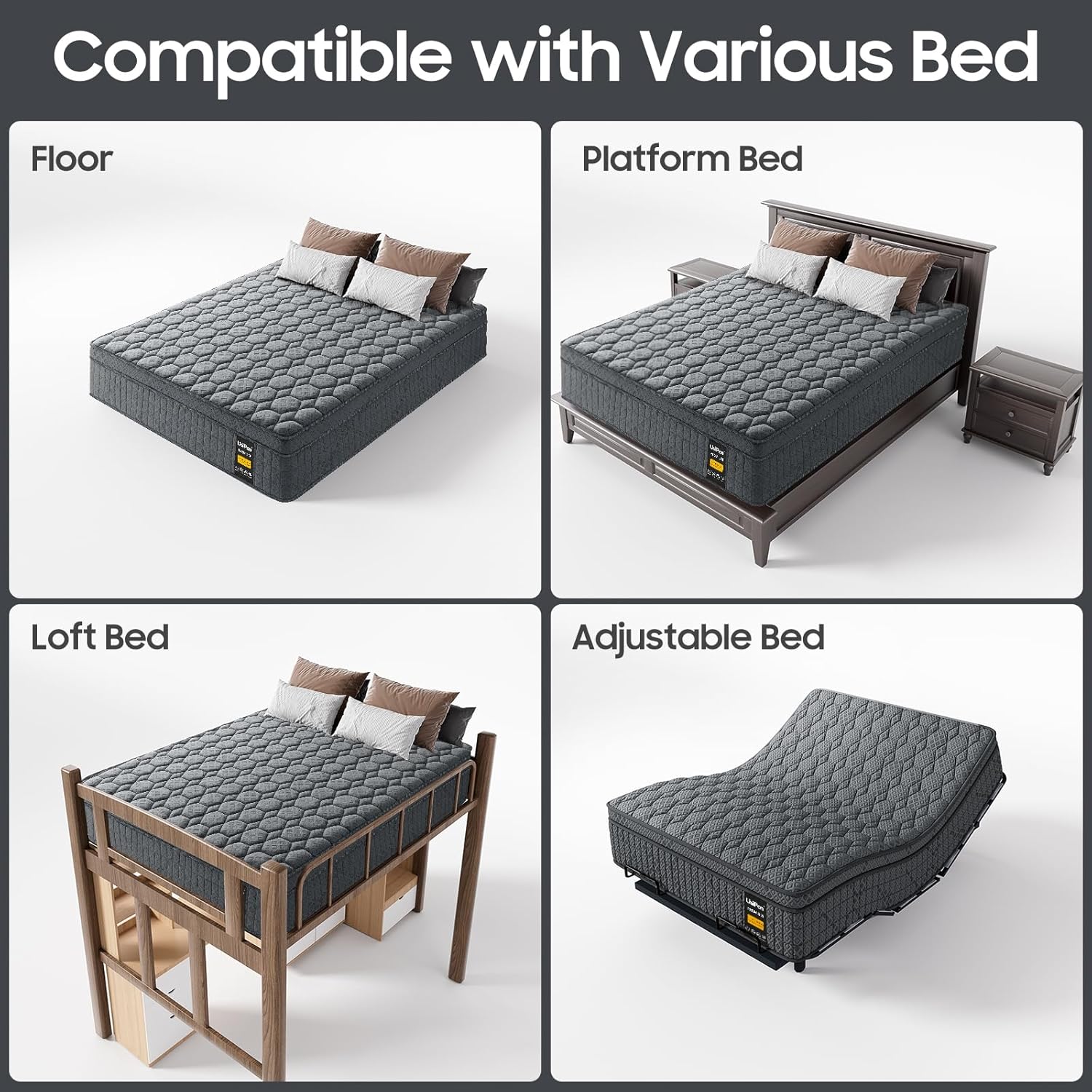 Extra Firm King Size Mattress, 14 inch Hybrid Mattress with Extra Back and Lumbar Hip Support, Fiberglass Free, 365 Nights Trial & 10 Years Warranty