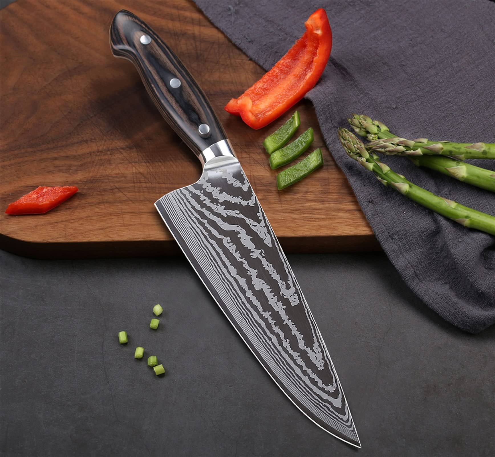 8 pollici Pro Kitchen Knives Super Sharp Chef coltello L Damasco modello in acciaio inox Giapponese Giapponese Cucina Strumenti di cucina Cucina (Color : Knife Sets - 5pcs)
