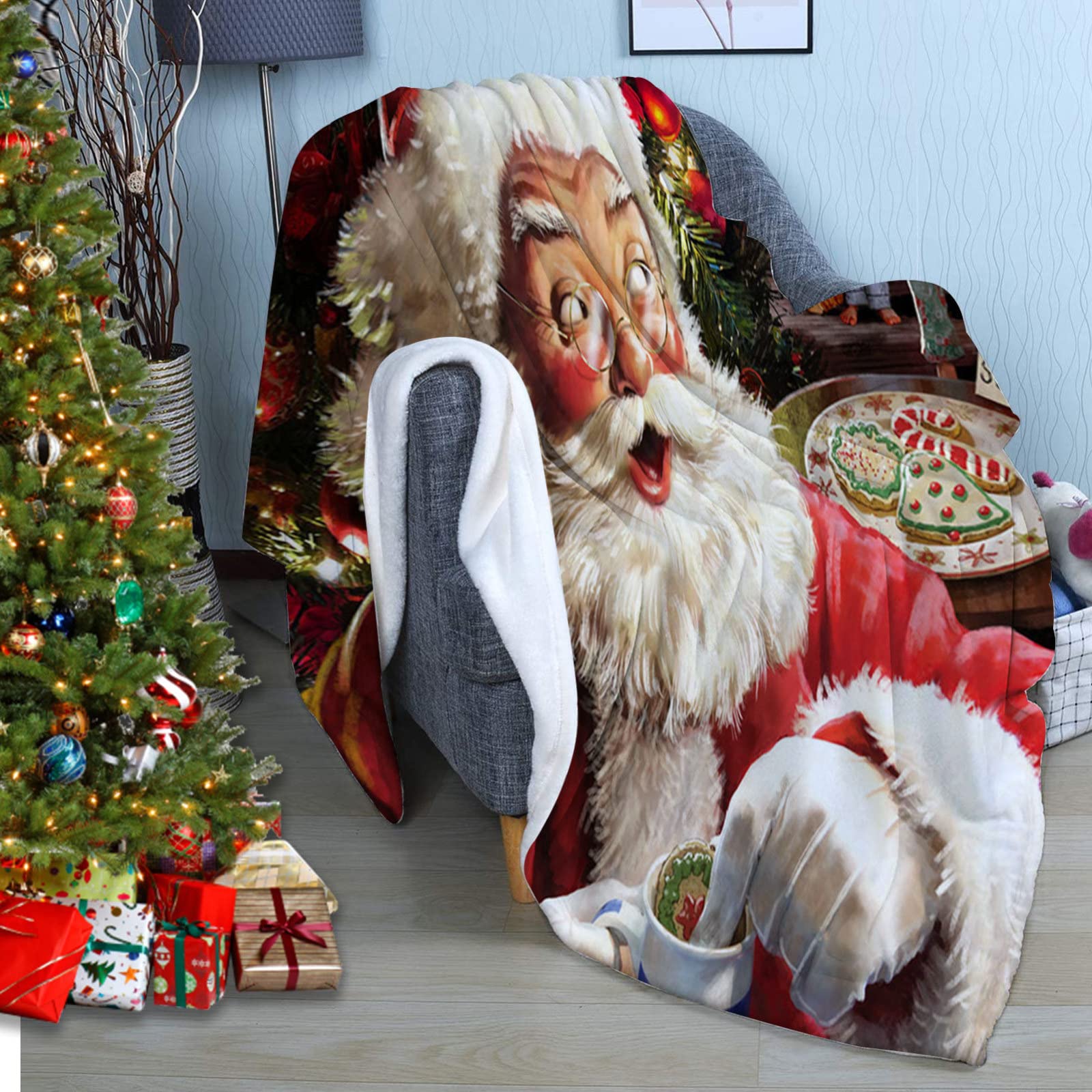 RDJSHOP Manta Navidad Feliz Navidad, Manta Navideña de Franela Santa Manta Mullida Ultra Suave y Acogedora para la Decoración del Hogar, Vacaciones de Invierno,Style6-150x200cm