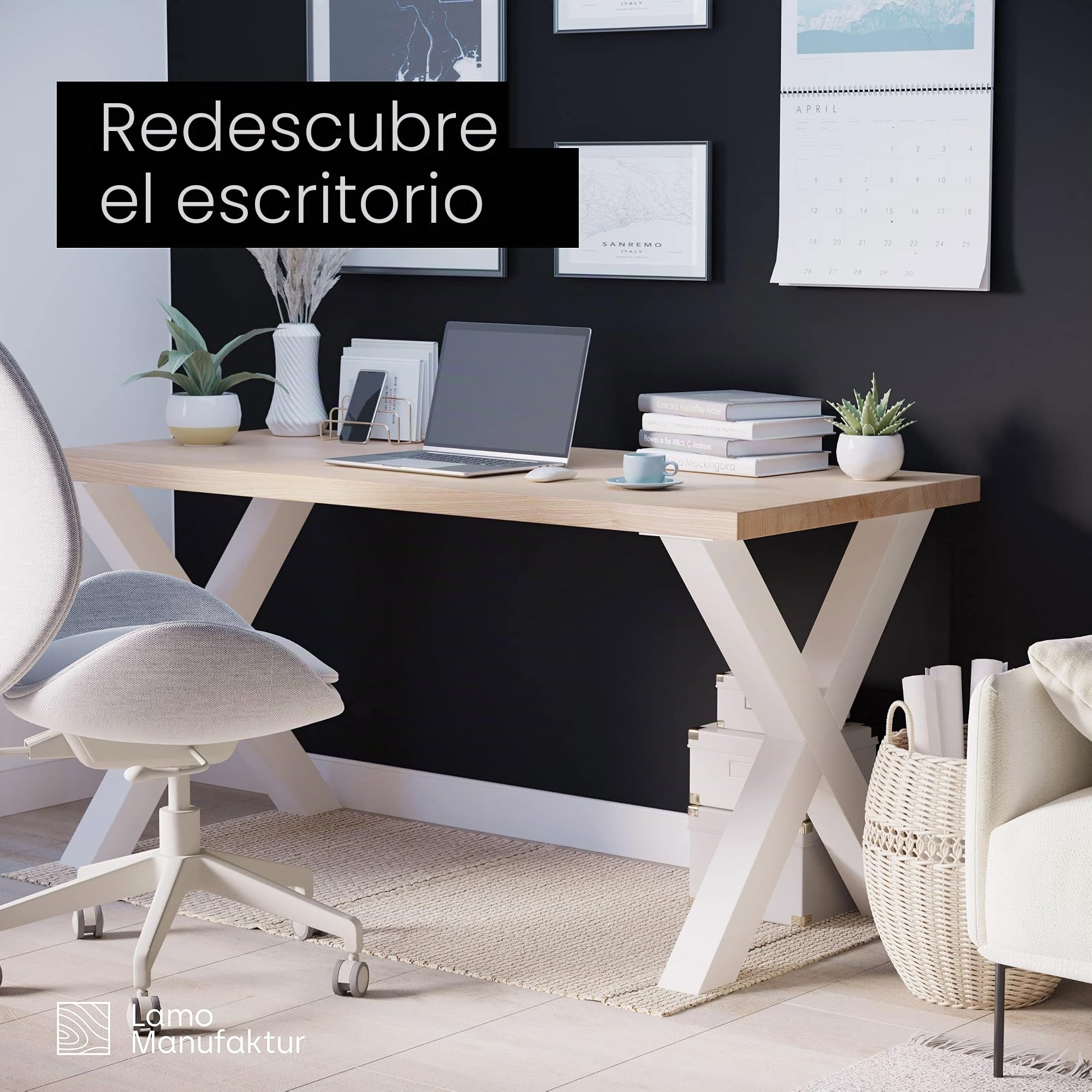 LAMO Manufaktur Patas para Mesa de Café | Mark | Perfil 40x40 mm | 40x43 cm (Ancho x Alto), Blanco | 2 uds. | LTS-03-F-BB-9016