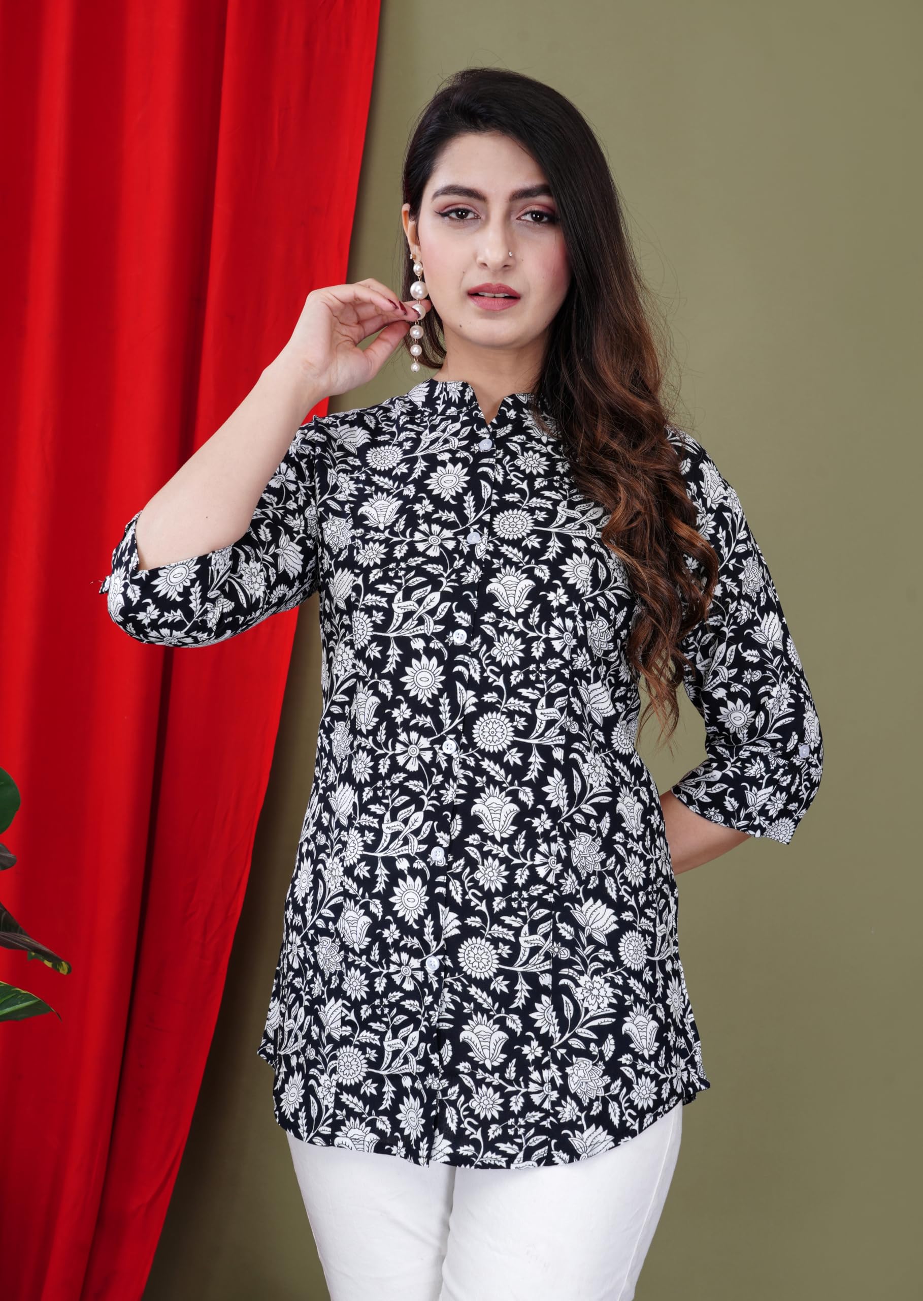 FebQ Printed Kaftan Sleeve Top for Women (Size : 2XL) - Image 5 thumbnail