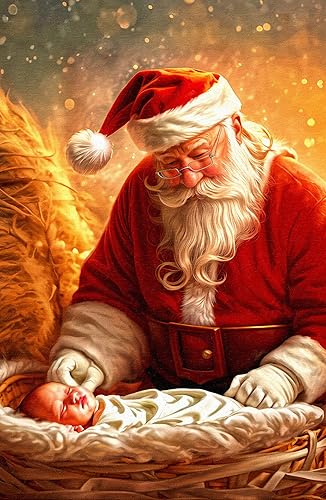 Miniatura 1 de Santa Claus and Baby Jesus Nativity 11x17 Poster Print Fine Art By Mark Spears