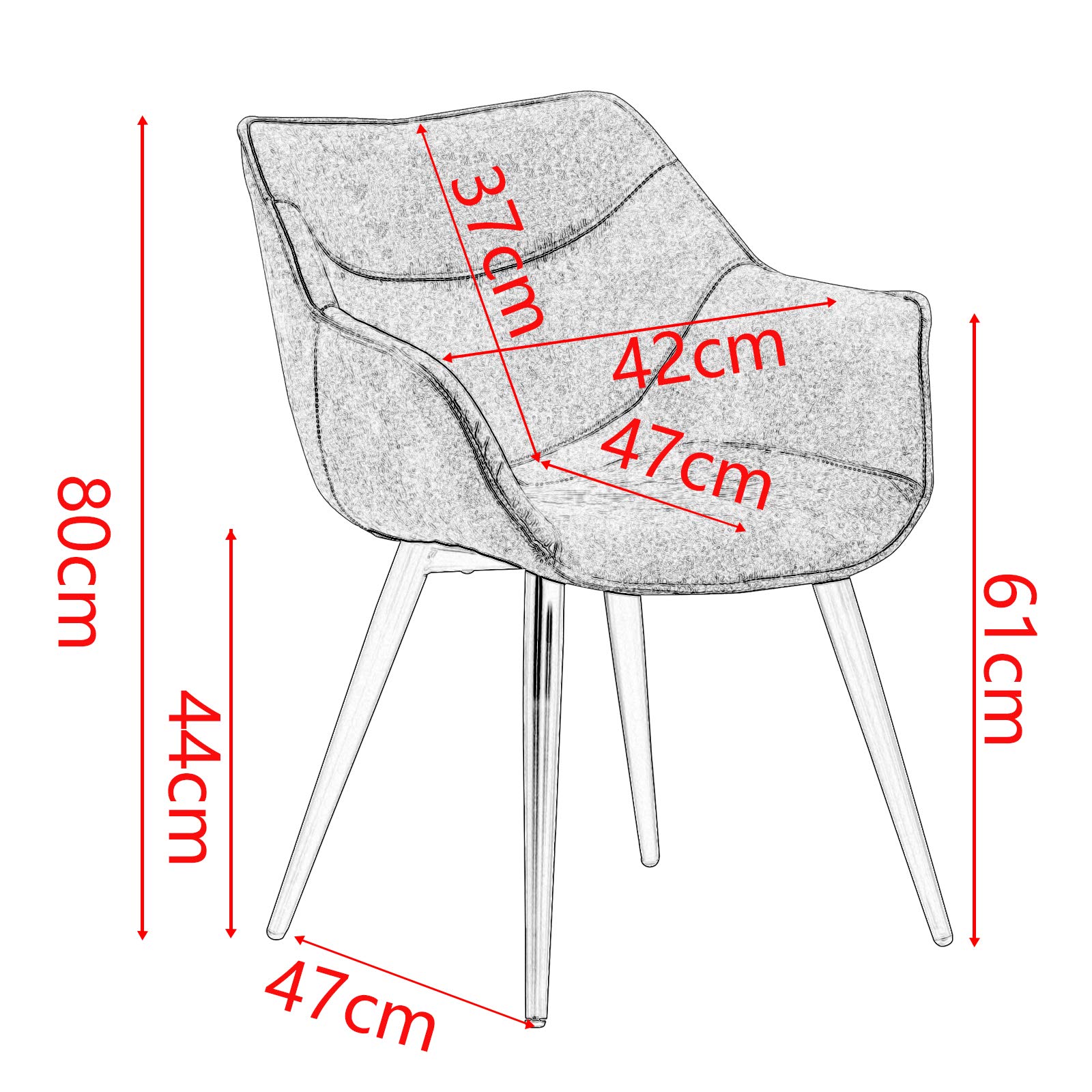 WOLTU 1 X Chaise de Salle à Manger rembourrée en Tissu Scientifique Pieds en métal,Chaise pour Chambre Chaise de Salle de réception,Anthracite BH99an-1