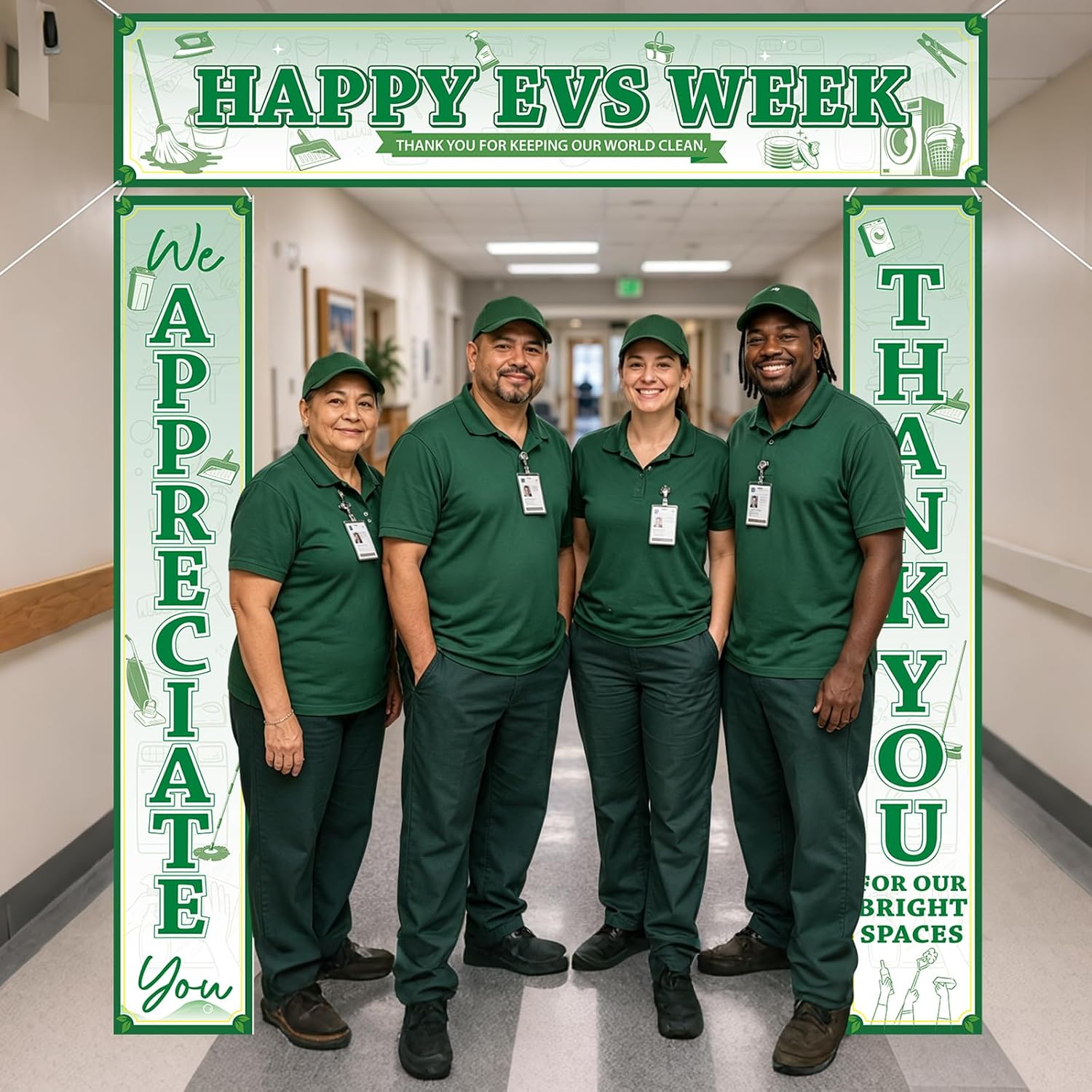 3 Pcs Happy Environmental Services Banner EVS Week Appreciation Door Decor