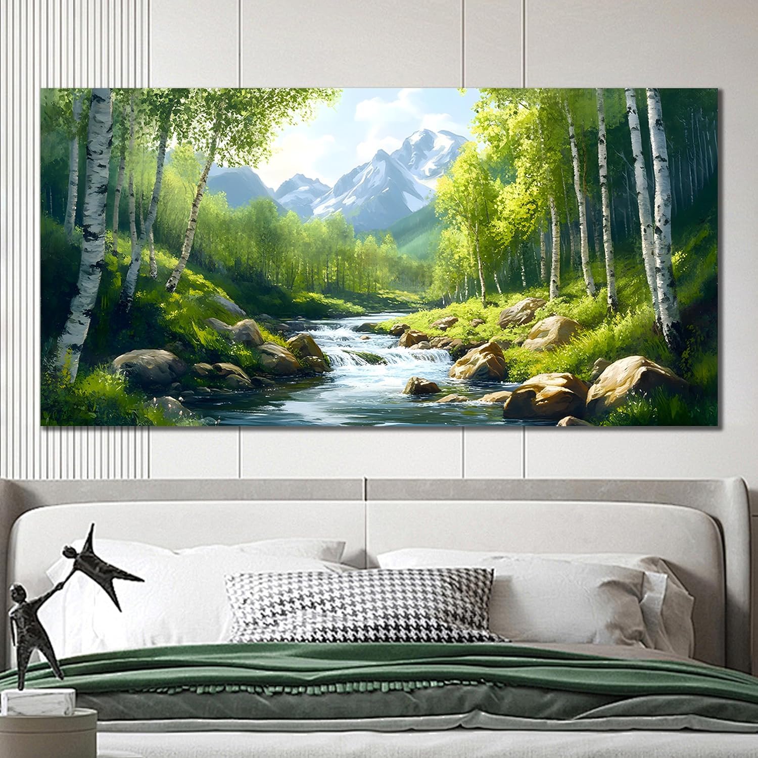 lianyibo Green Forest Large Wall Art Tree Pictures Landscape Mountain Artwork Canvas Prints for Living Room Bedroom Office(40x80cm/Inner frame)