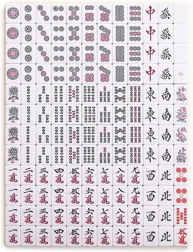 Miniatura 7 de Yellow Mountain Imports Set de Mahjong Riichi japonés - Azulejos grandes blancos y verdes, estuche de vinilo - Incluye ficha del Viento del Este,