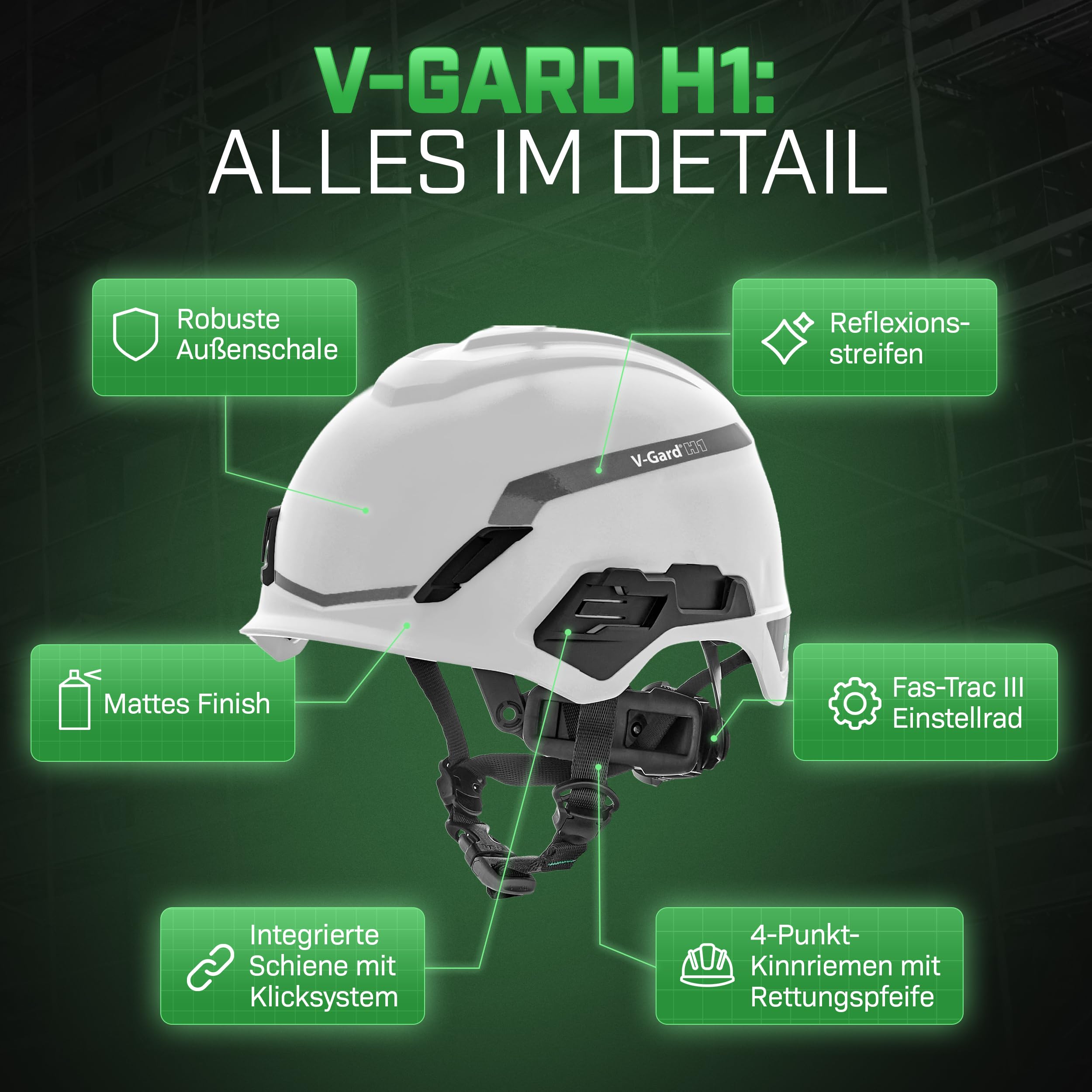 MSA V-Gard H1 Novent Bauhelm - unbelüfteter Schutzhelm für Baustelle & Elektriker - Helm nach DIN EN 397 für die Arbeit