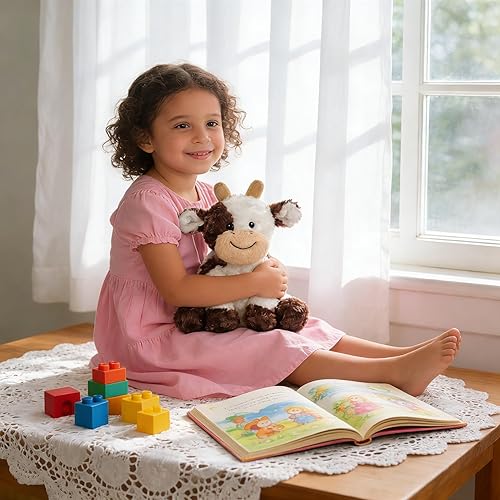 Miniatura 4 de Hopearl Adorable Vaca de Peluche Suave Juguetes de Animales de Granja de Leche Vacas de Peluche Juguetes de Cumpleaños Lindos para Niños Niñas