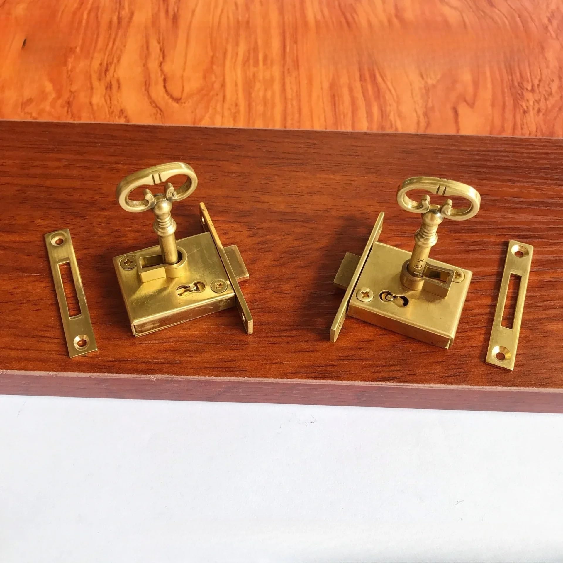 Cerradura de latón para cajones Cerradura de caja cajón gabinete latón antiguo clásico con llave cetro(L)